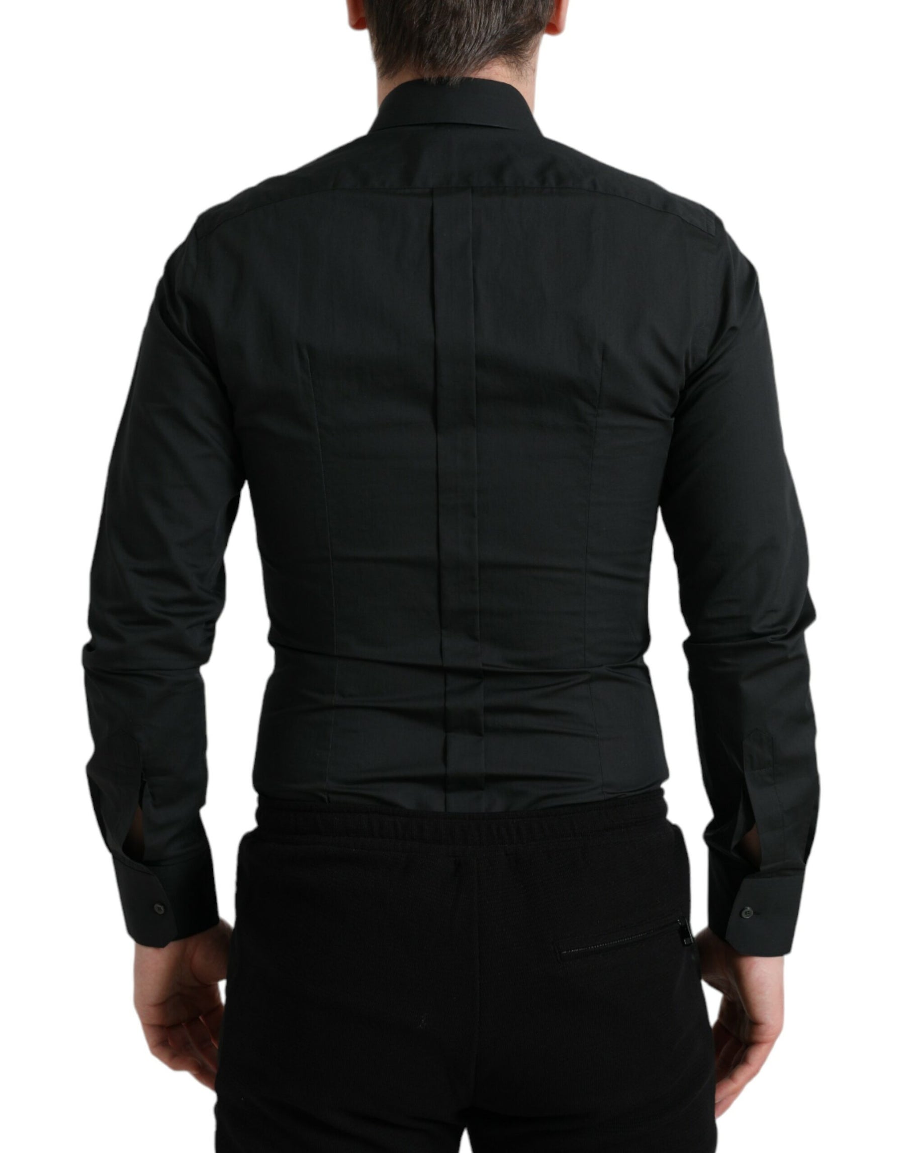 Dolce & Gabbana Black Cotton Silk Formal GOLD Dress Shirt | Regal Royce