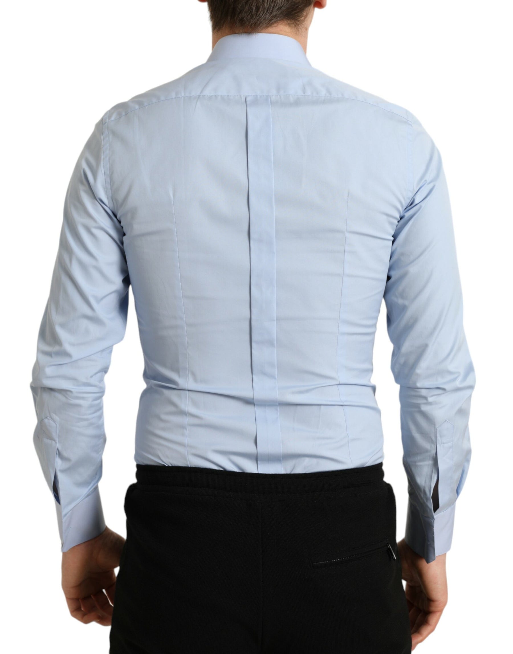 Dolce & Gabbana Sky Blue Cotton Men Formal GOLD Dress Shirt | Regal Royce