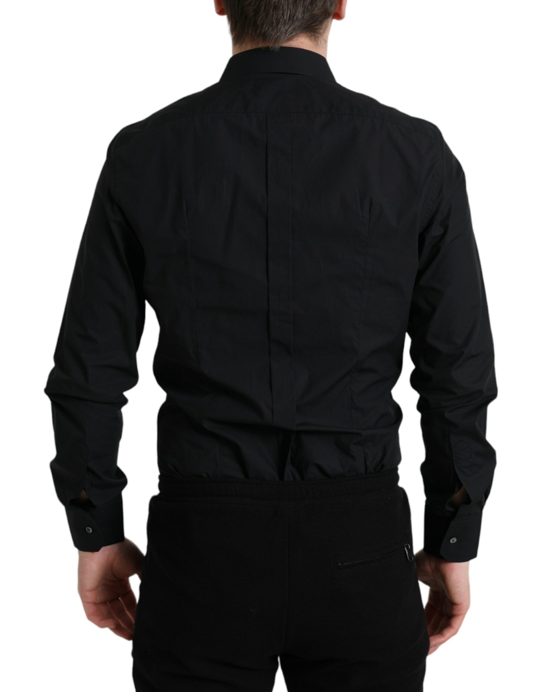 Dolce & Gabbana Black Cotton Men Formal GOLD Dress Shirt | Regal Royce