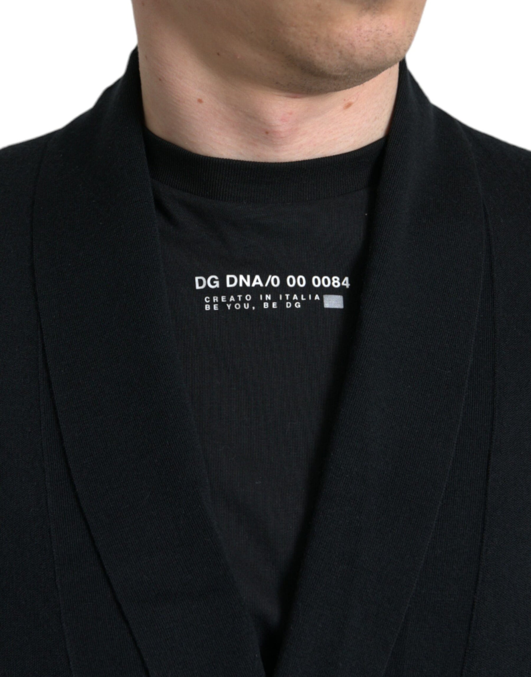 Dolce & Gabbana Black Cashmere Long Sleeves Belted Wrap Robe | Regal Royce