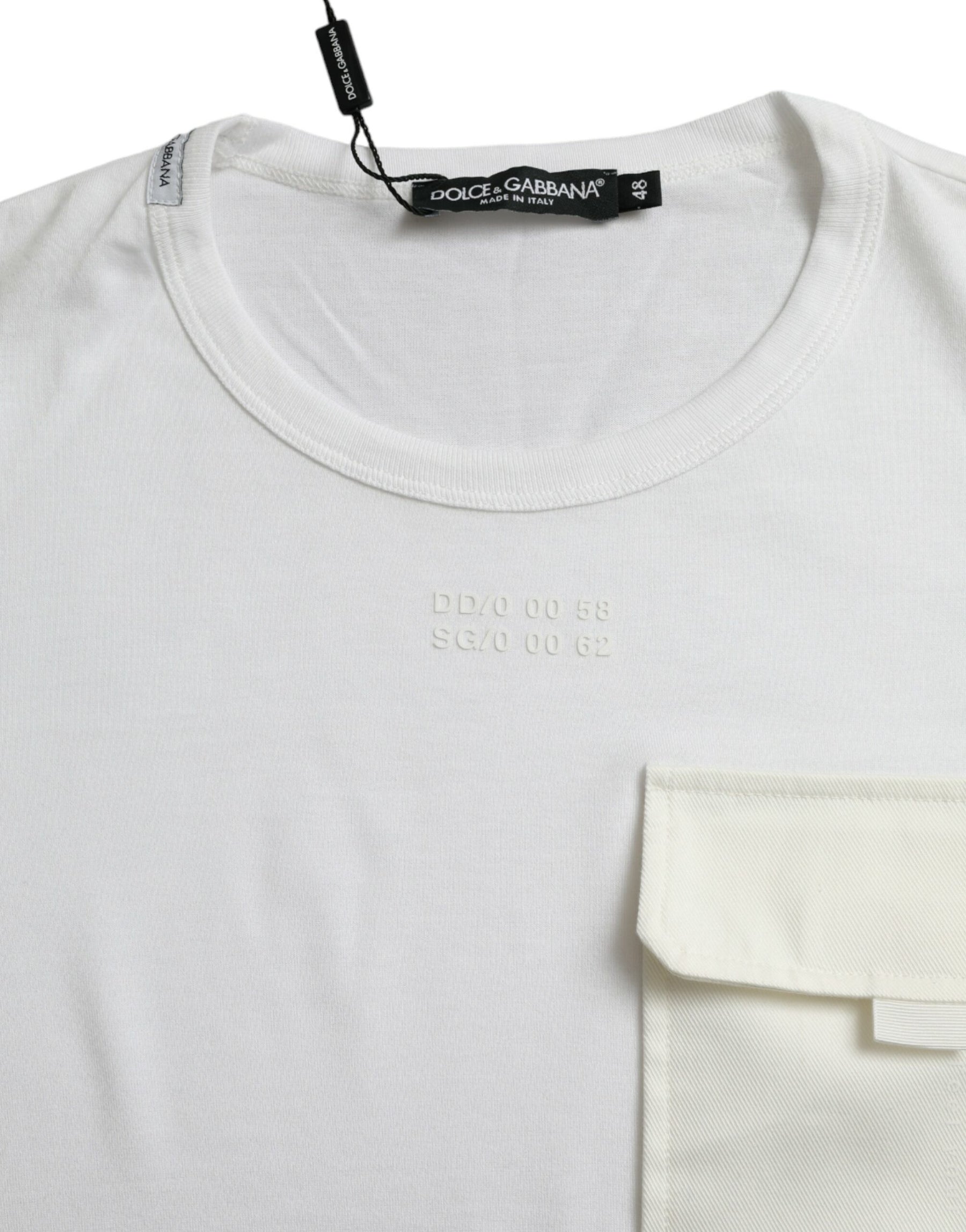 Dolce & Gabbana White Cotton Pocket Short Sleeves T-shirt | Regal Royce