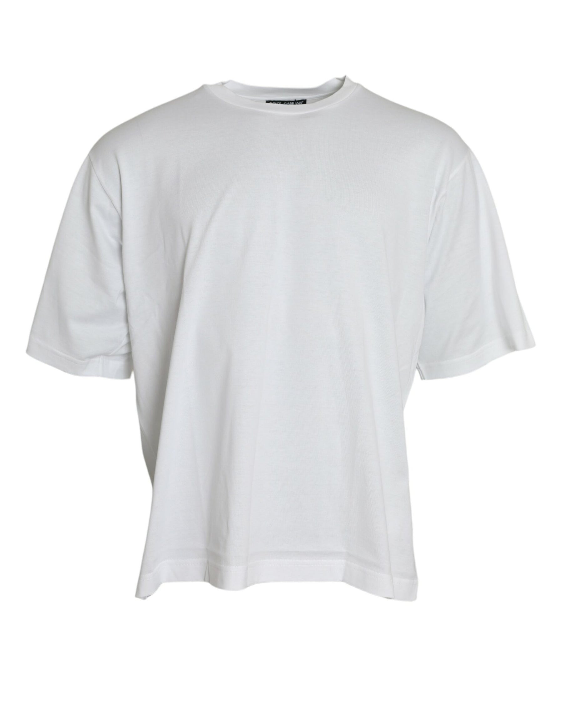 Dolce & Gabbana White Cotton Short Sleeves Crewneck T-shirt | Regal Royce