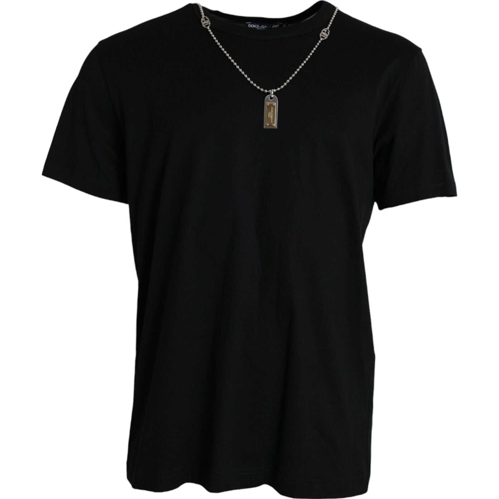 Dolce & Gabbana Black Silver Chain Short Sleeve T-shirt | Regal Royce