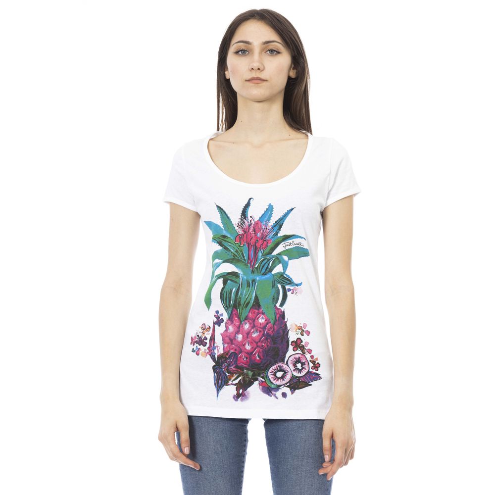Just Cavalli White Cotton Women T-Shirt | Regal Royce
