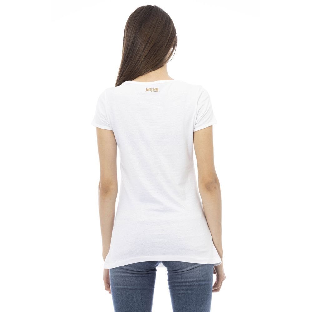 Just Cavalli White Cotton Women T-Shirt | Regal Royce