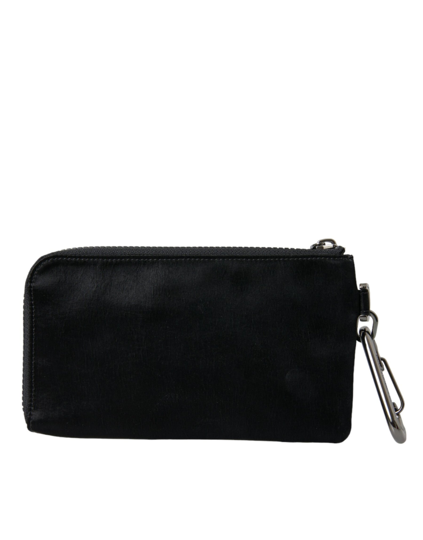 Dolce & Gabbana Black Nylon Logo Plaque Keyring Pouch Clutch Bags | Regal Royce