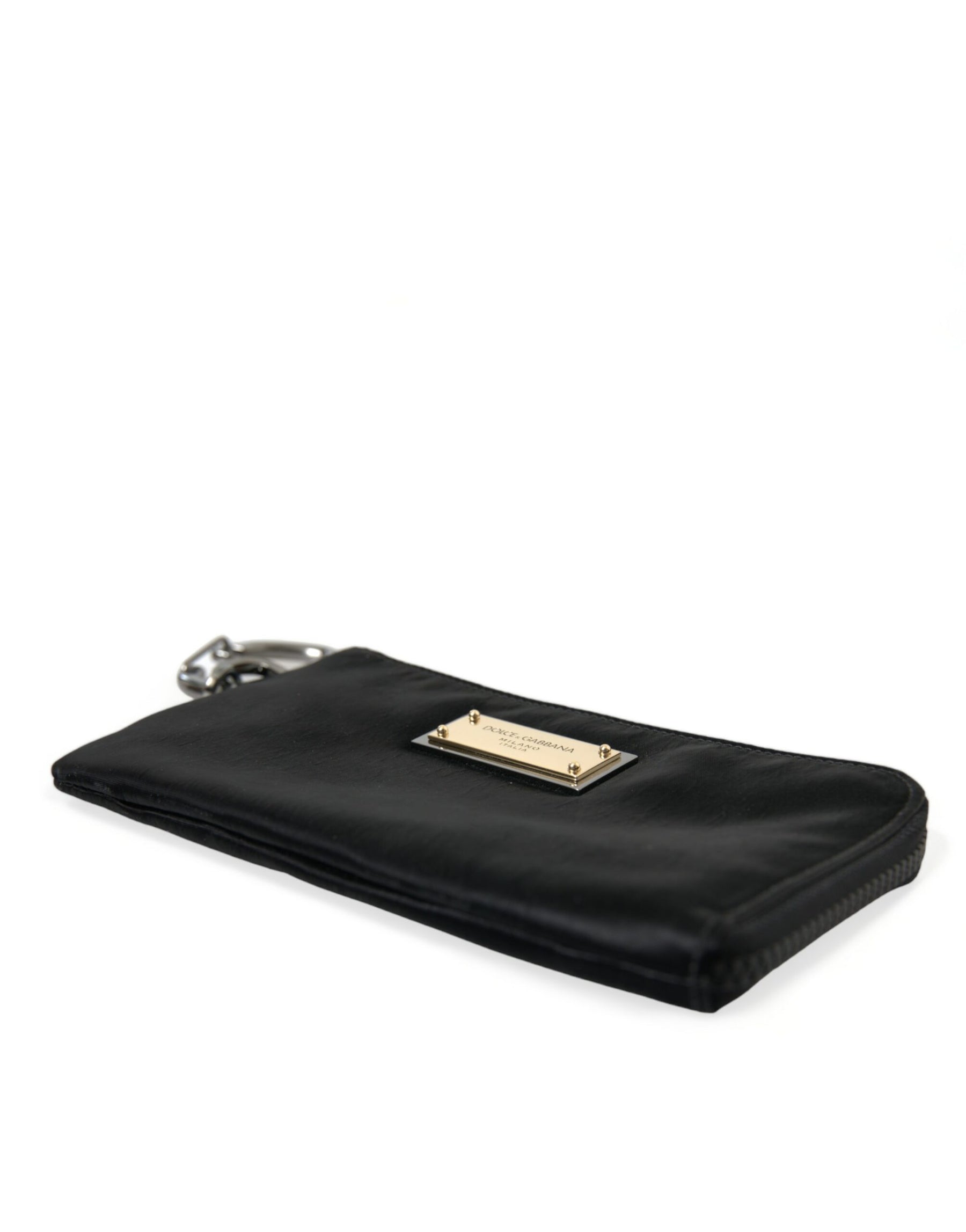 Dolce & Gabbana Black Nylon Logo Plaque Keyring Pouch Clutch Bags | Regal Royce