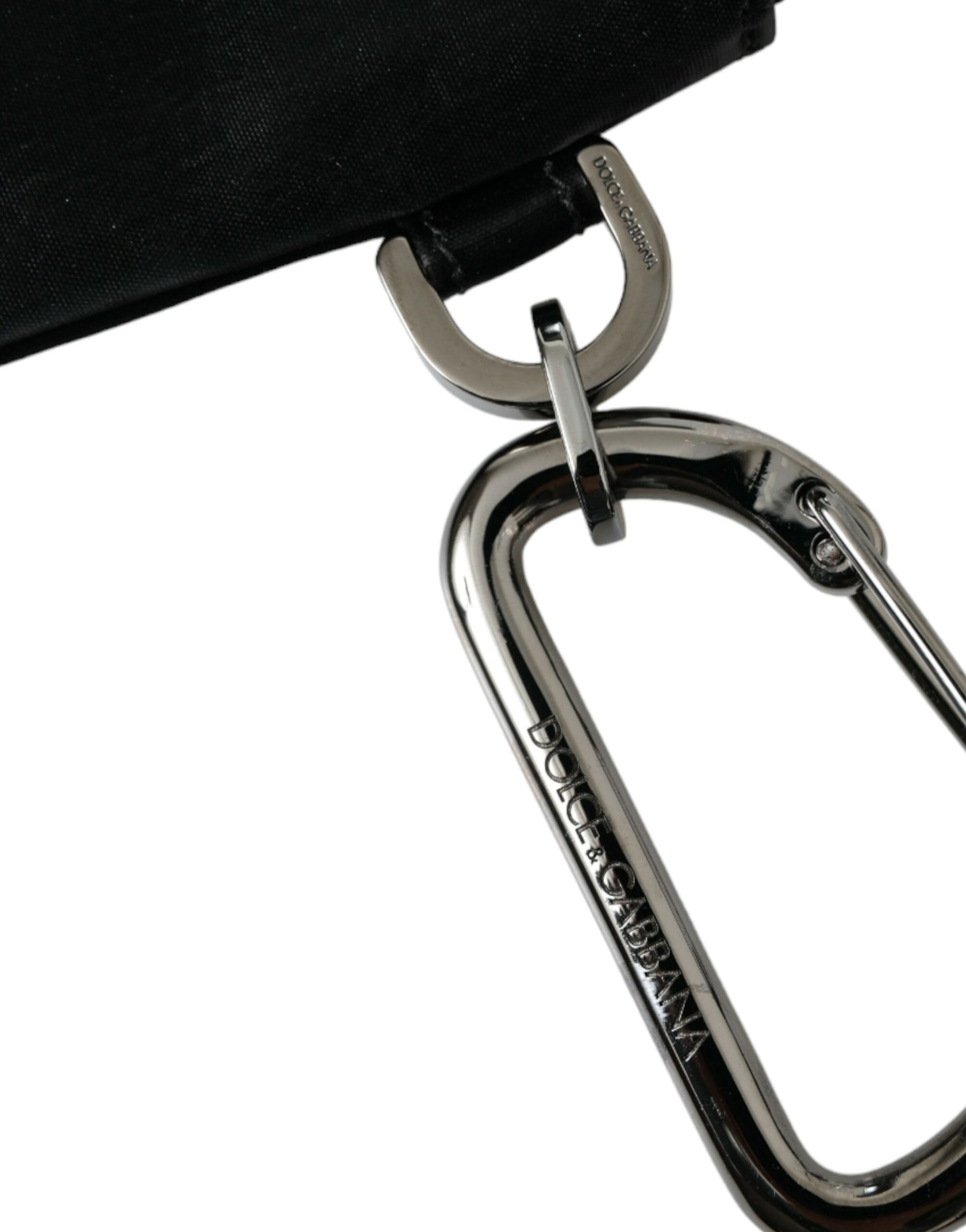 Dolce & Gabbana Black Nylon Logo Plaque Keyring Pouch Clutch Bags | Regal Royce