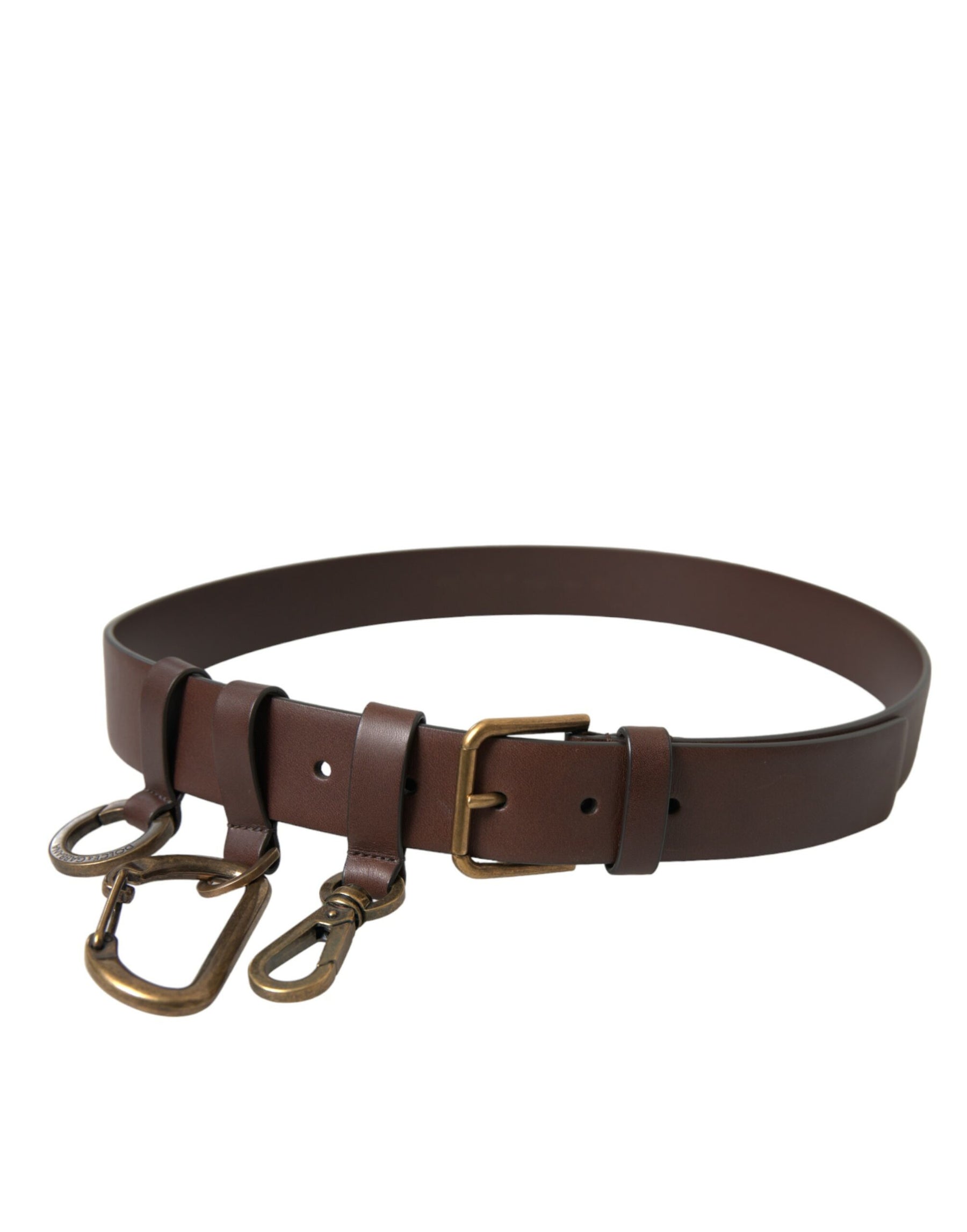 Dolce & Gabbana Brown Calf Leather Gold Metal Buckle Belt | Regal Royce