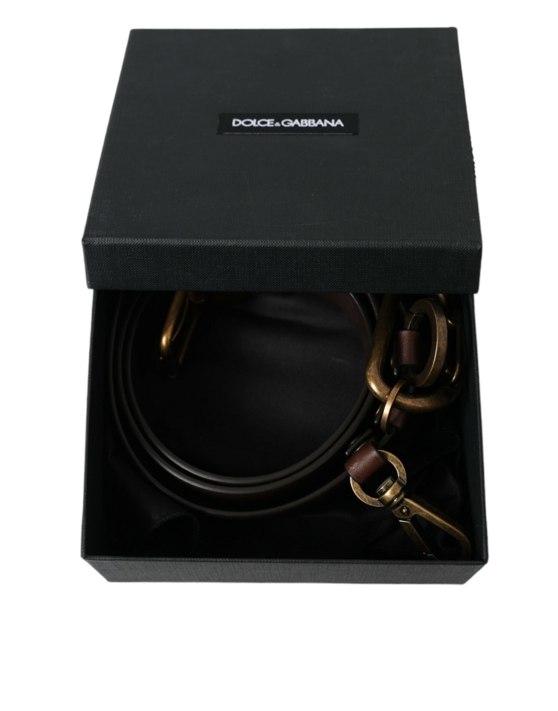 Dolce & Gabbana Brown Calf Leather Gold Metal Buckle Belt | Regal Royce