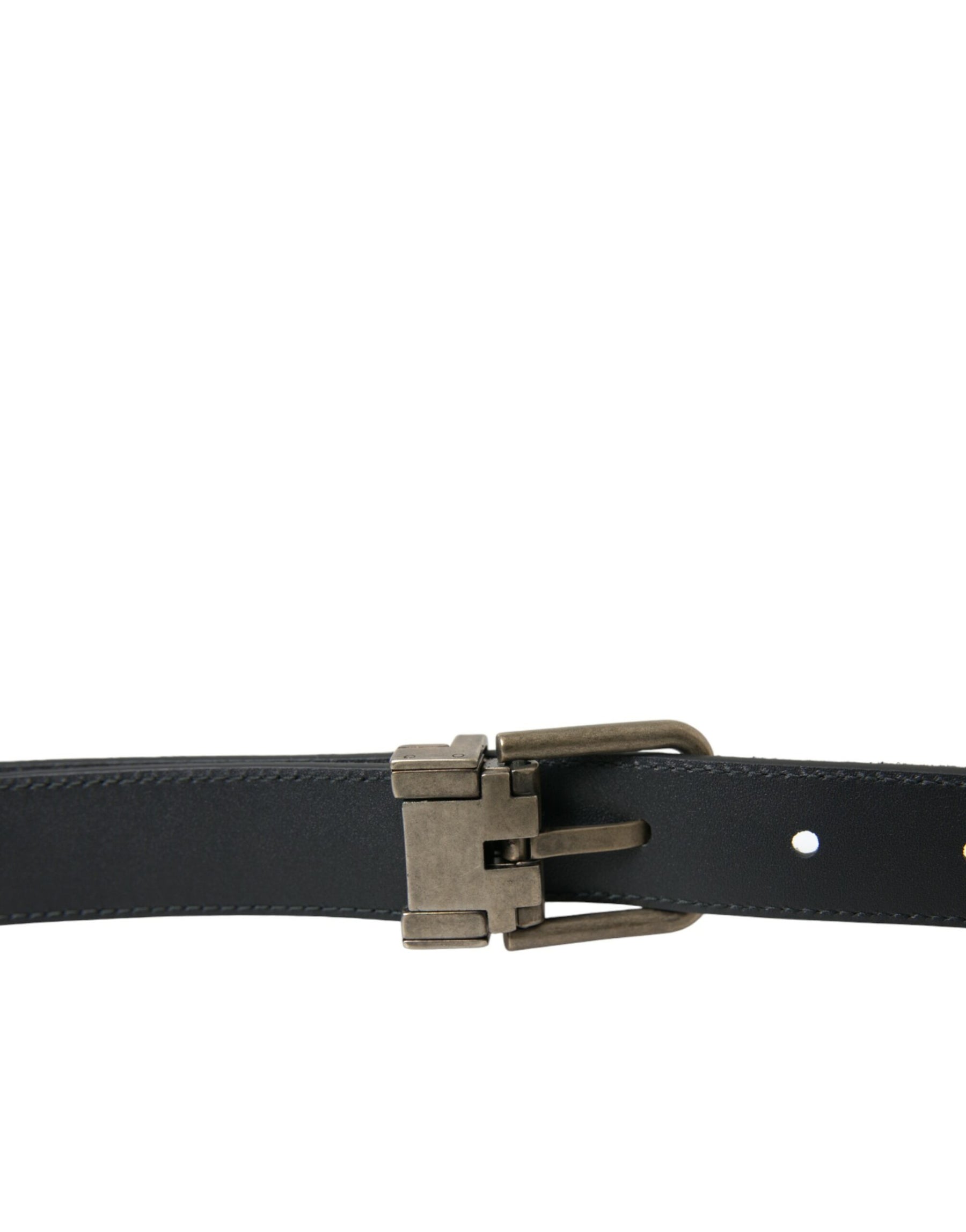 Dolce & Gabbana Black Goat Leather Antique Metal Buckle Belt | Regal Royce