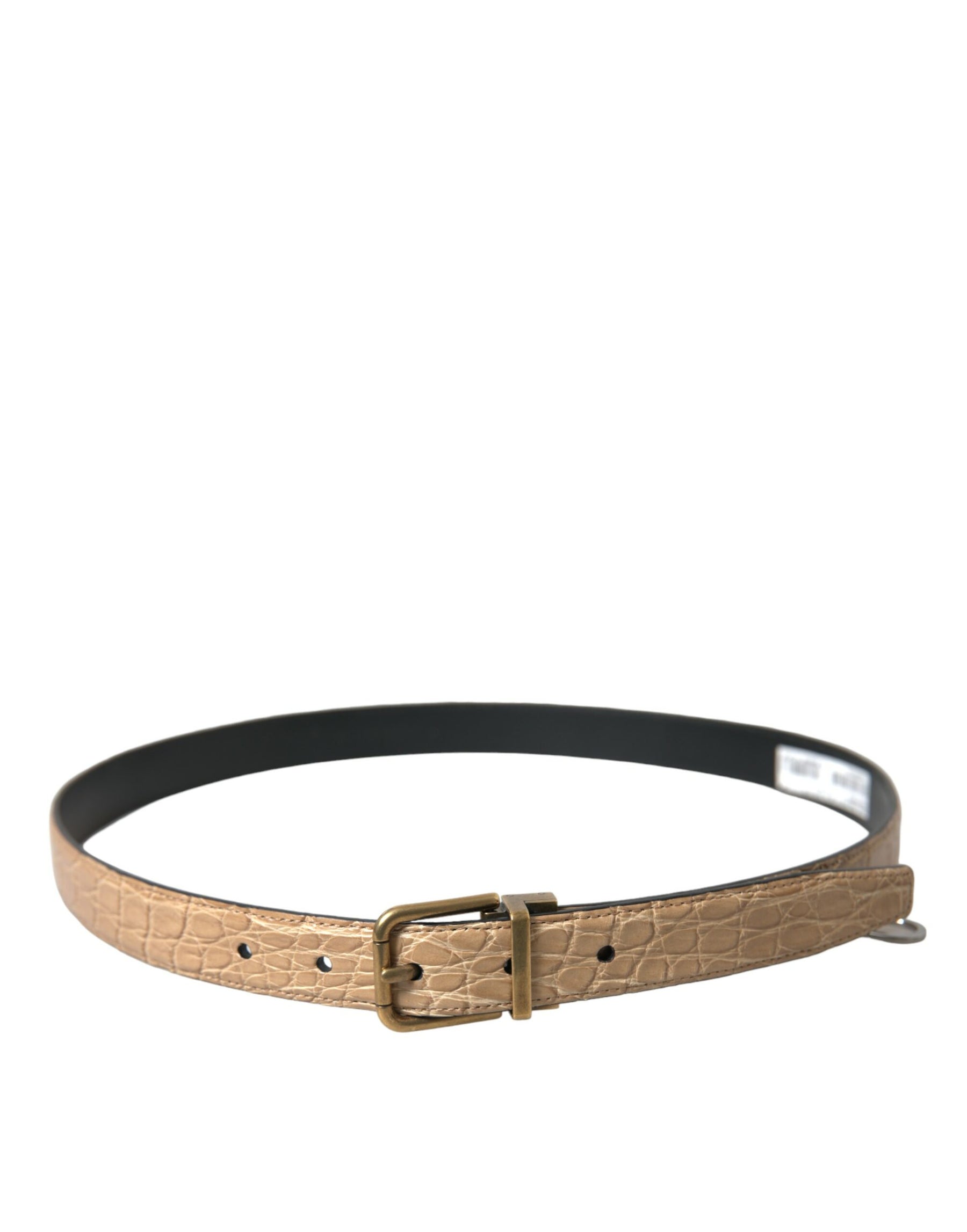 Dolce & Gabbana Beige Exotic Leather Gold Metal Buckle Belt | Regal Royce