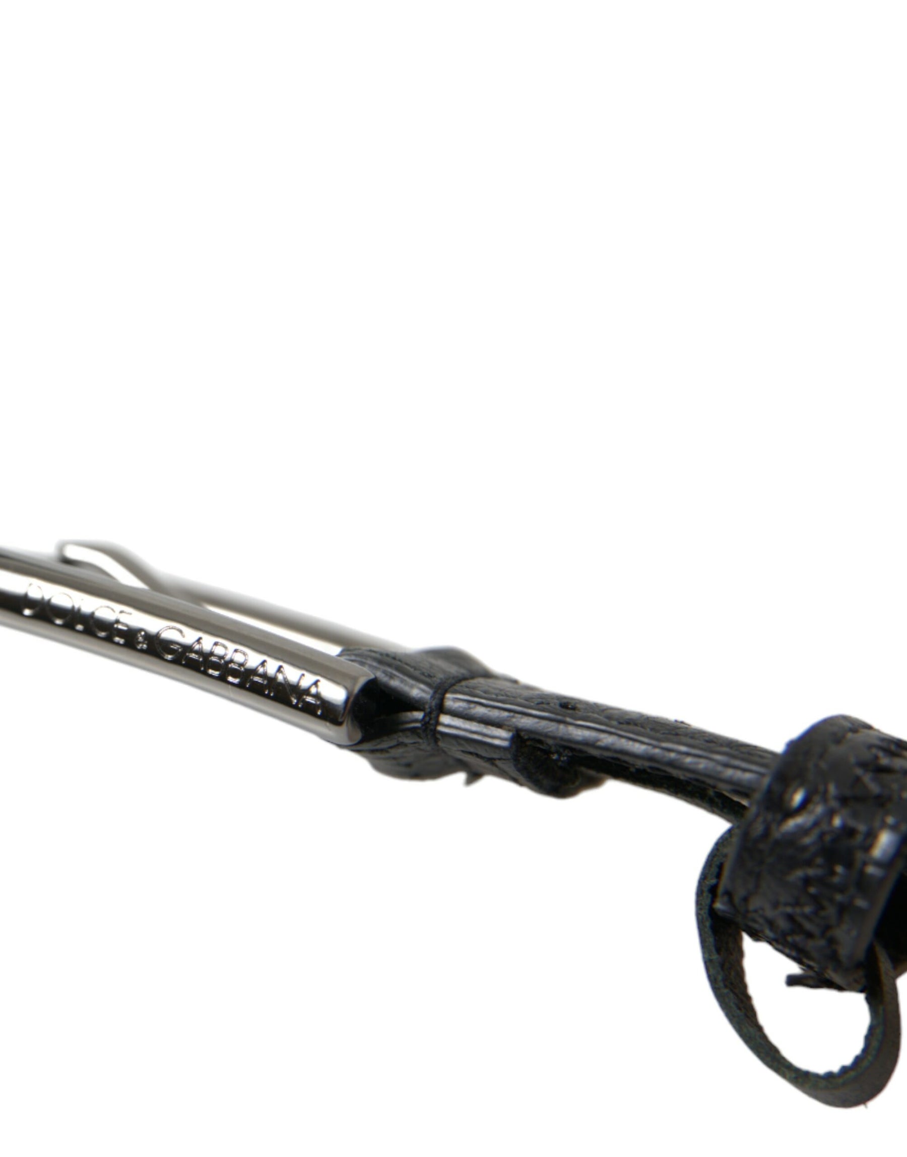 Dolce & Gabbana Black Exotic Leather Silver Metal Buckle Belt | Regal Royce