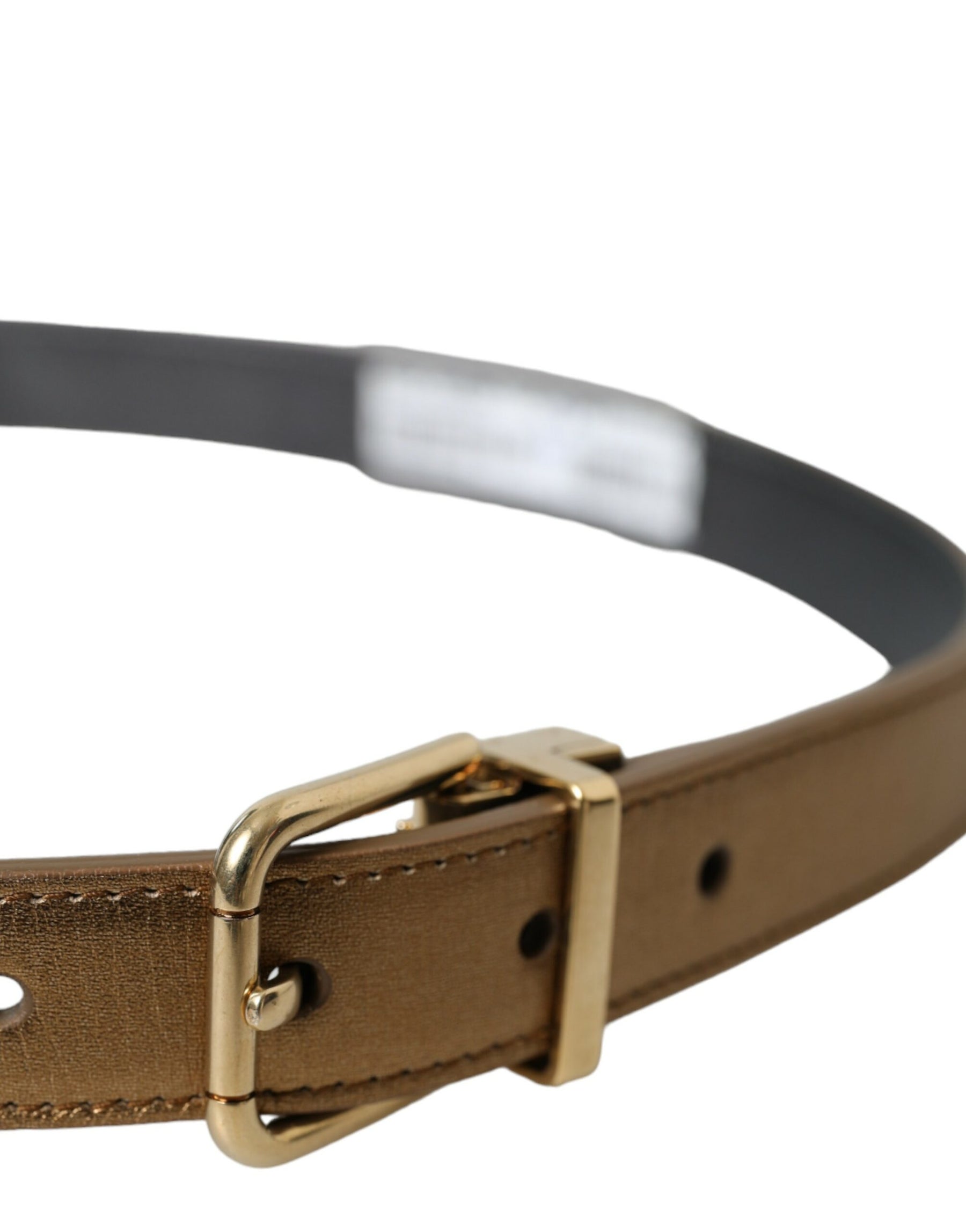 Dolce & Gabbana Metallic Gold Calf Leather Metal Buckle Belt | Regal Royce