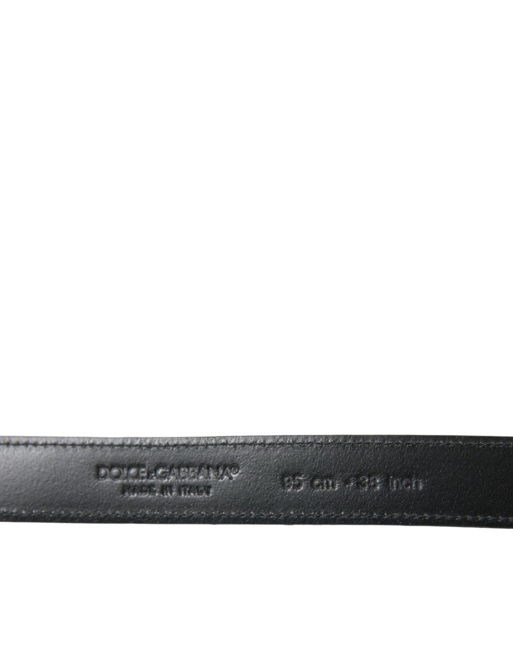 Dolce & Gabbana Black Leather Silver Metal Buckle Belt | Regal Royce