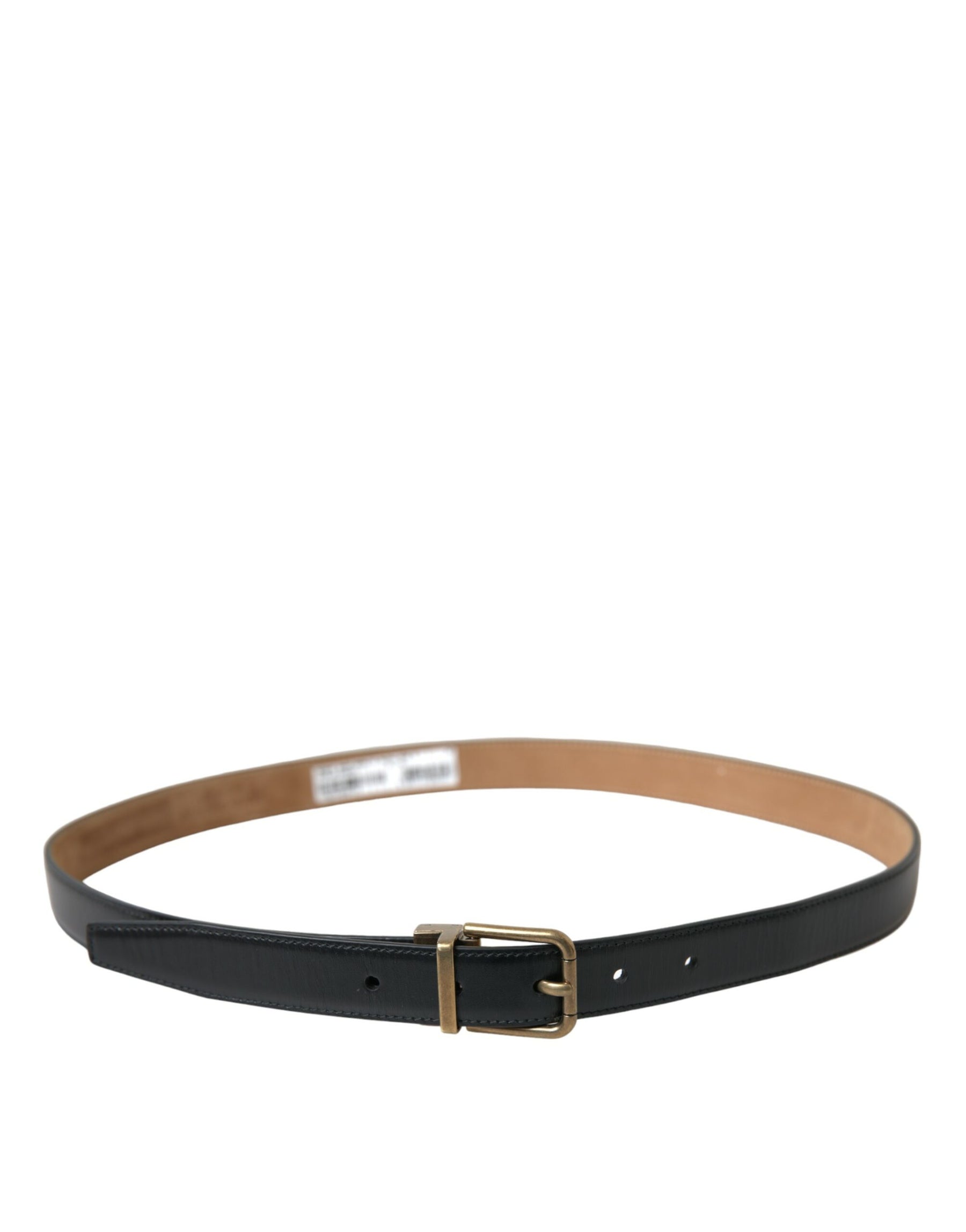 Dolce & Gabbana Black Calf Leather Gold Metal Buckle Belt | Regal Royce