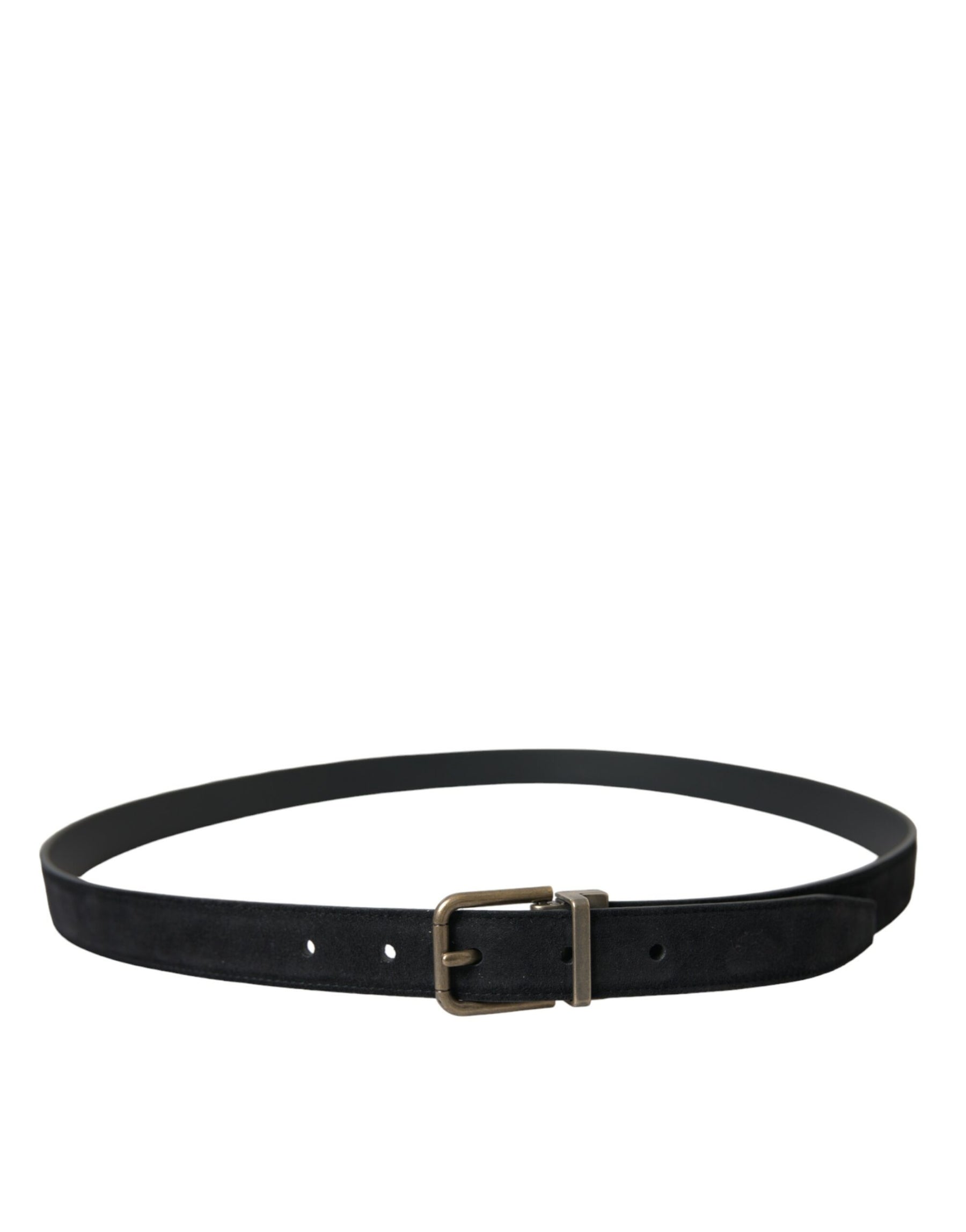 Dolce & Gabbana Black Suede Leather Gold Metal Buckle Belt | Regal Royce