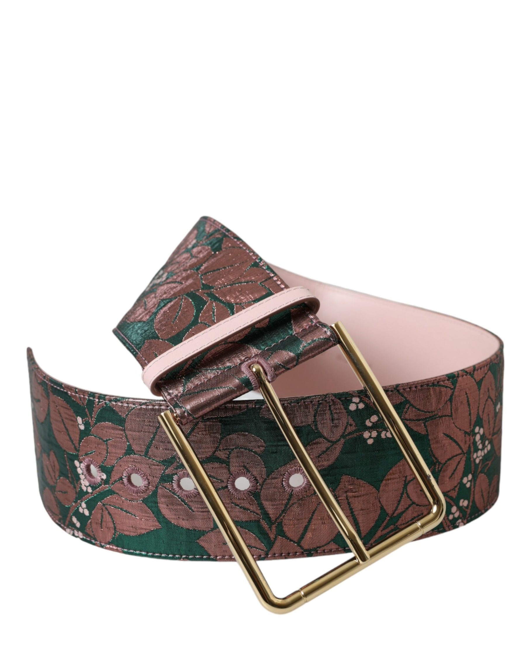 Dolce & Gabbana Multicolor Floral Jacquard Lurex Gold Buckle Belt | Regal Royce