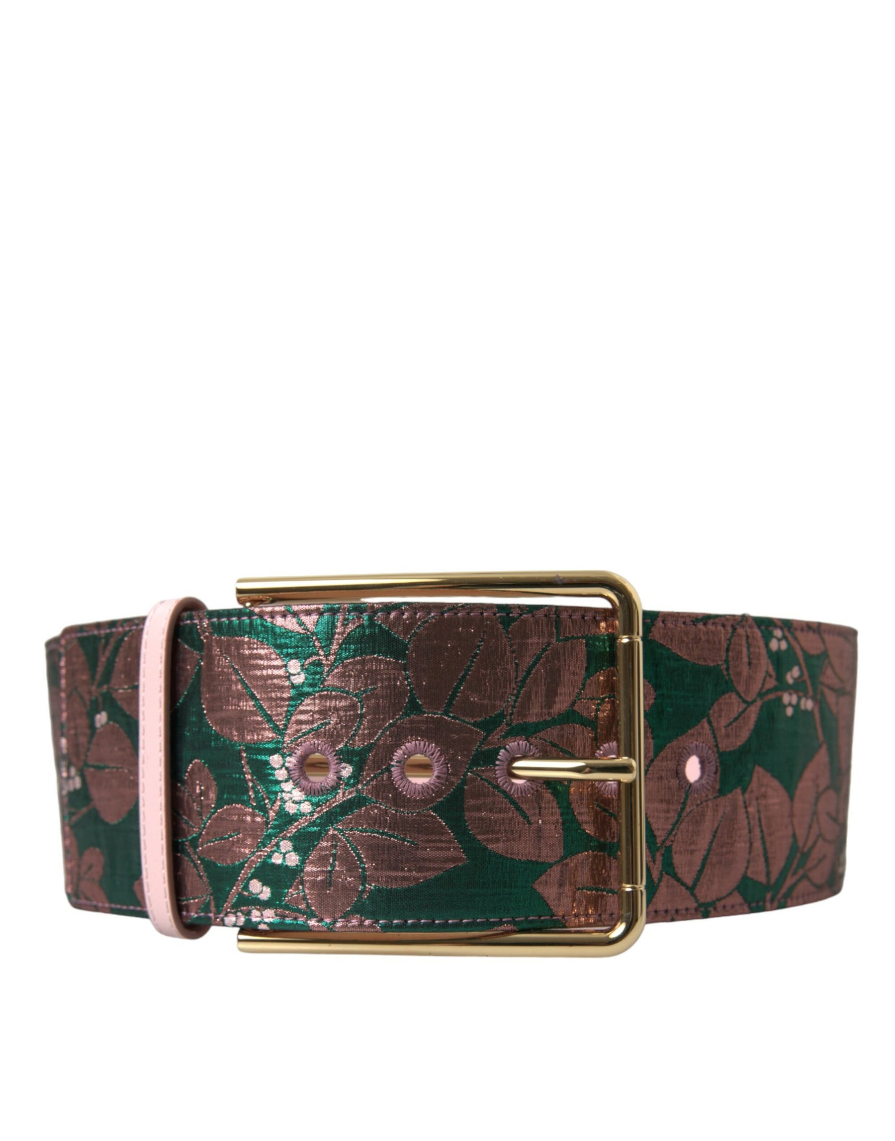 Dolce & Gabbana Multicolor Floral Jacquard Lurex Gold Buckle Belt | Regal Royce