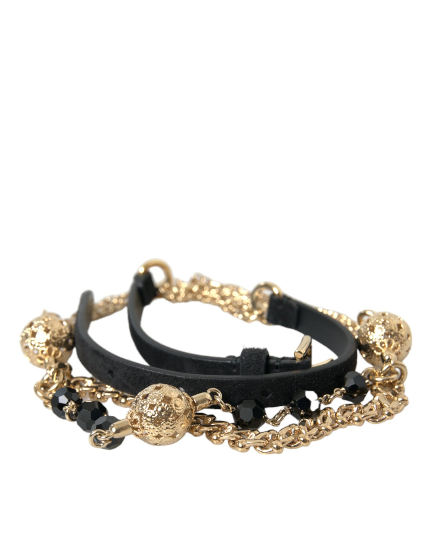 Dolce & Gabbana Black Suede Gold Chain Crystal Waist Belt | Regal Royce