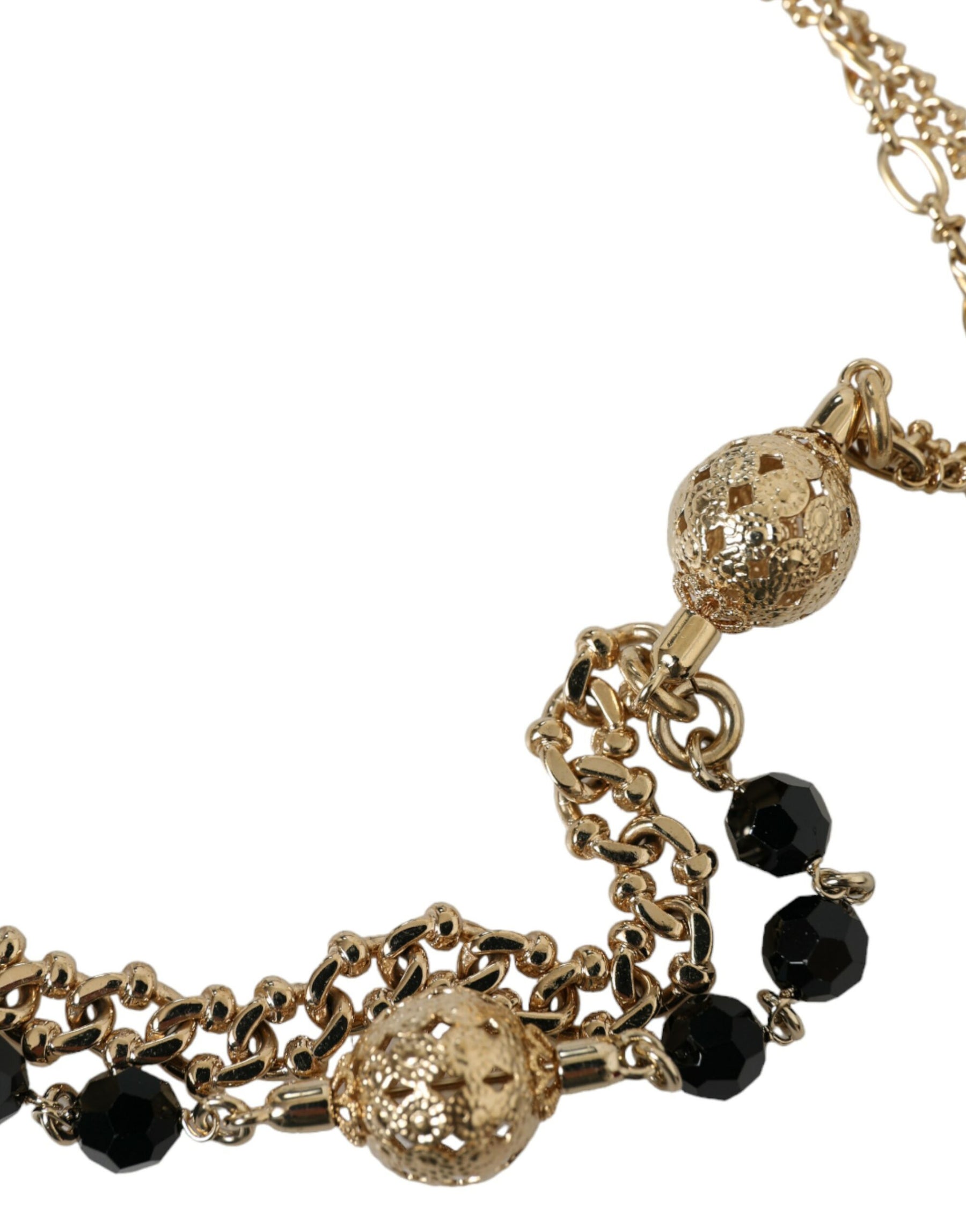 Dolce & Gabbana Black Suede Gold Chain Crystal Waist Belt | Regal Royce