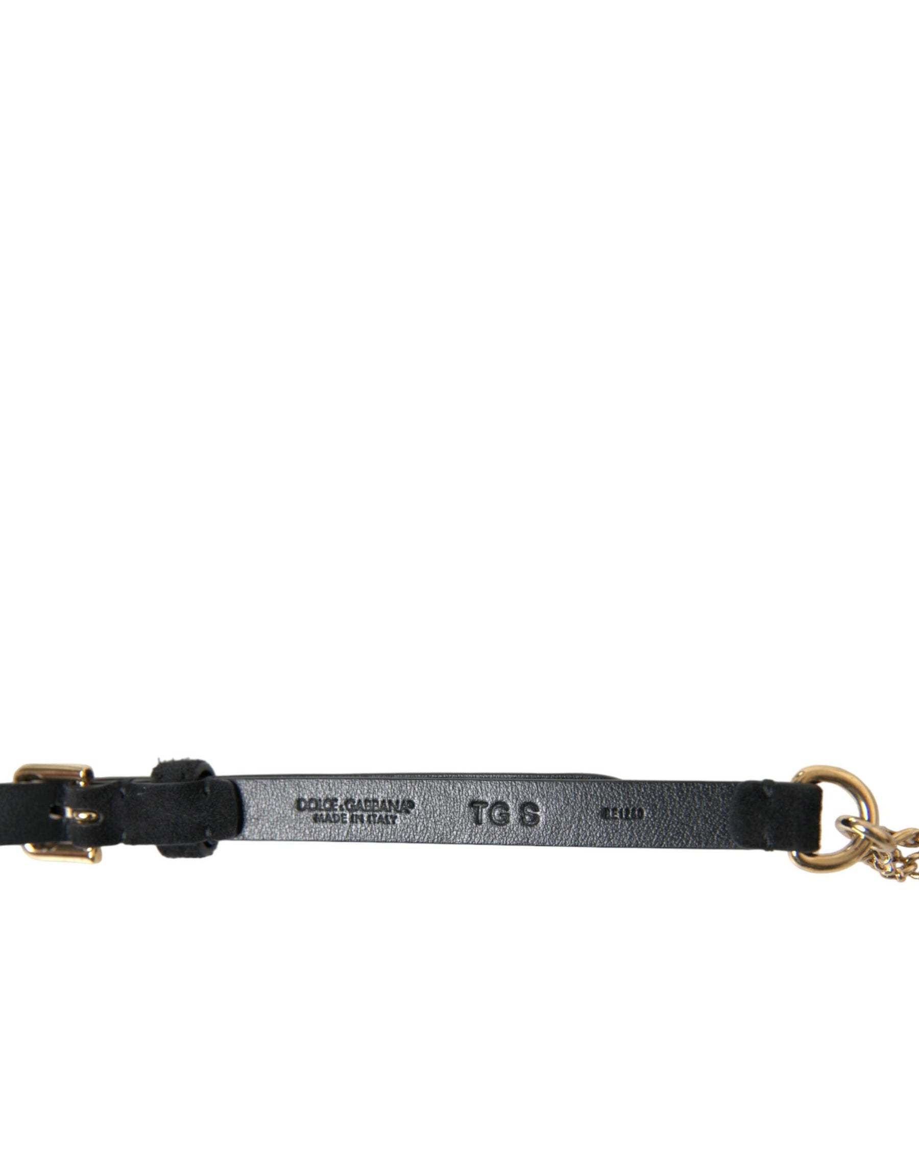 Dolce & Gabbana Black Suede Gold Chain Crystal Waist Belt | Regal Royce