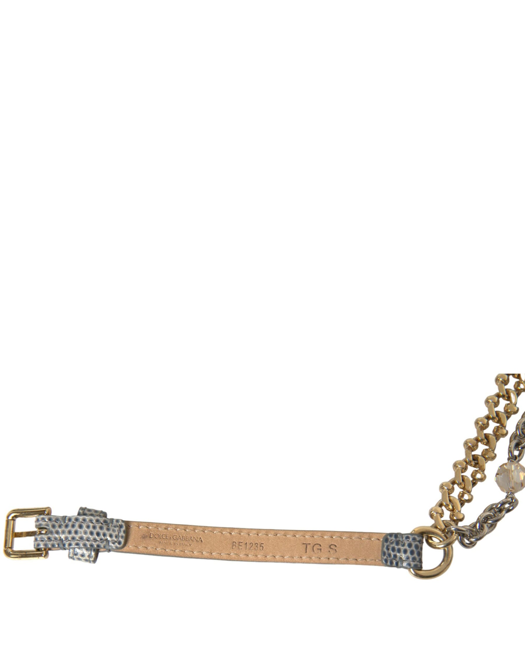 Dolce & Gabbana Blue Braided Gold Brass Chain Waist Belt | Regal Royce