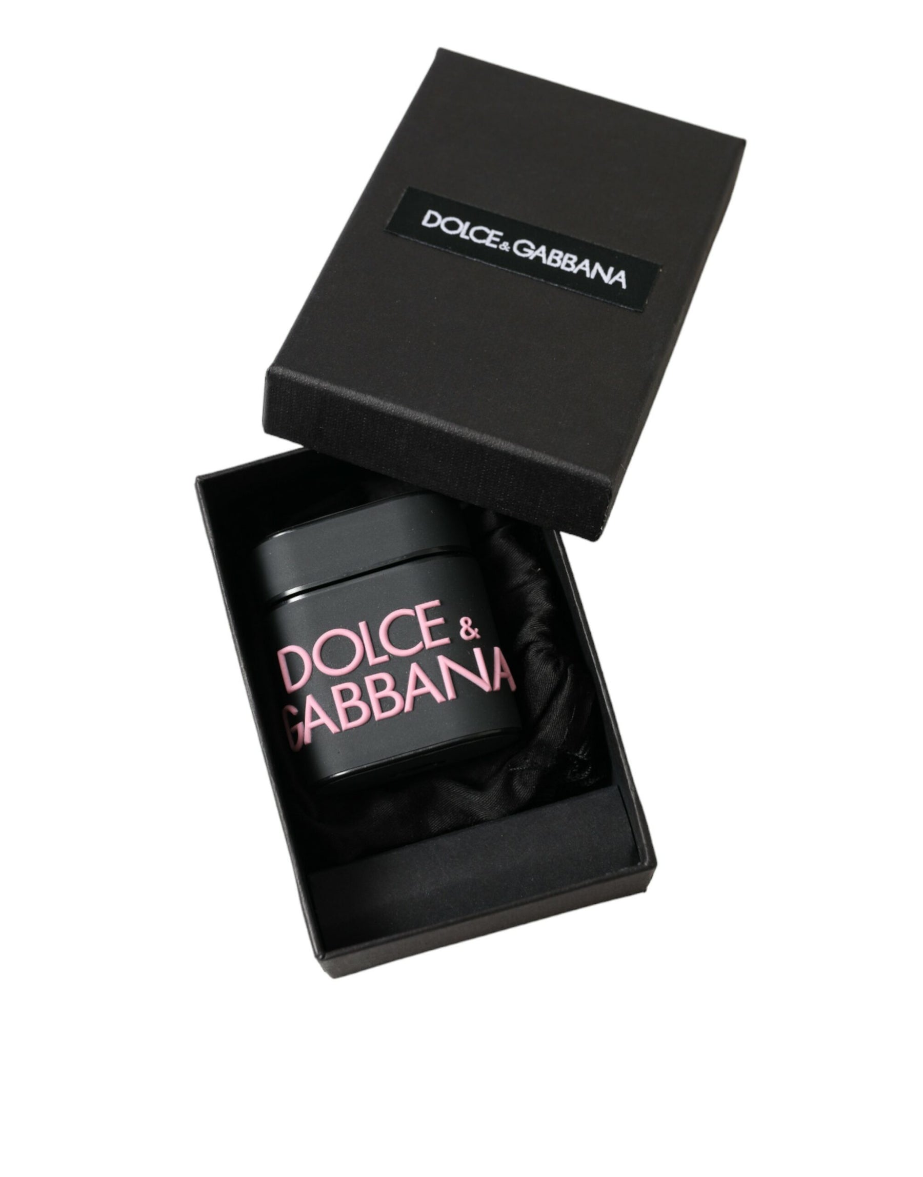 Dolce & Gabbana Black Pink Silicone Embossed Logo Airpods Case | Regal Royce