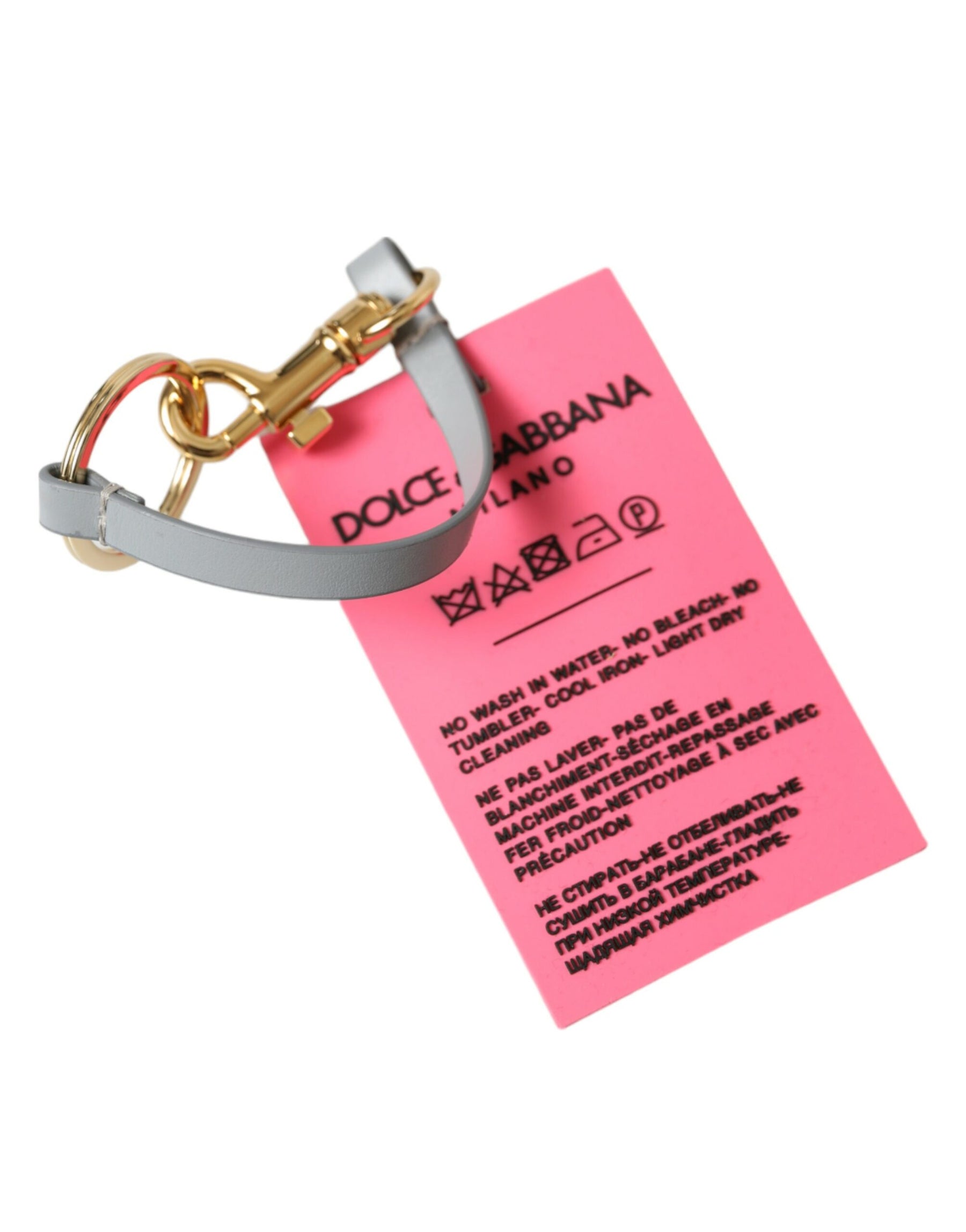 Dolce & Gabbana Pink Silicone DG Logo Gold Brass Keychain | Regal Royce