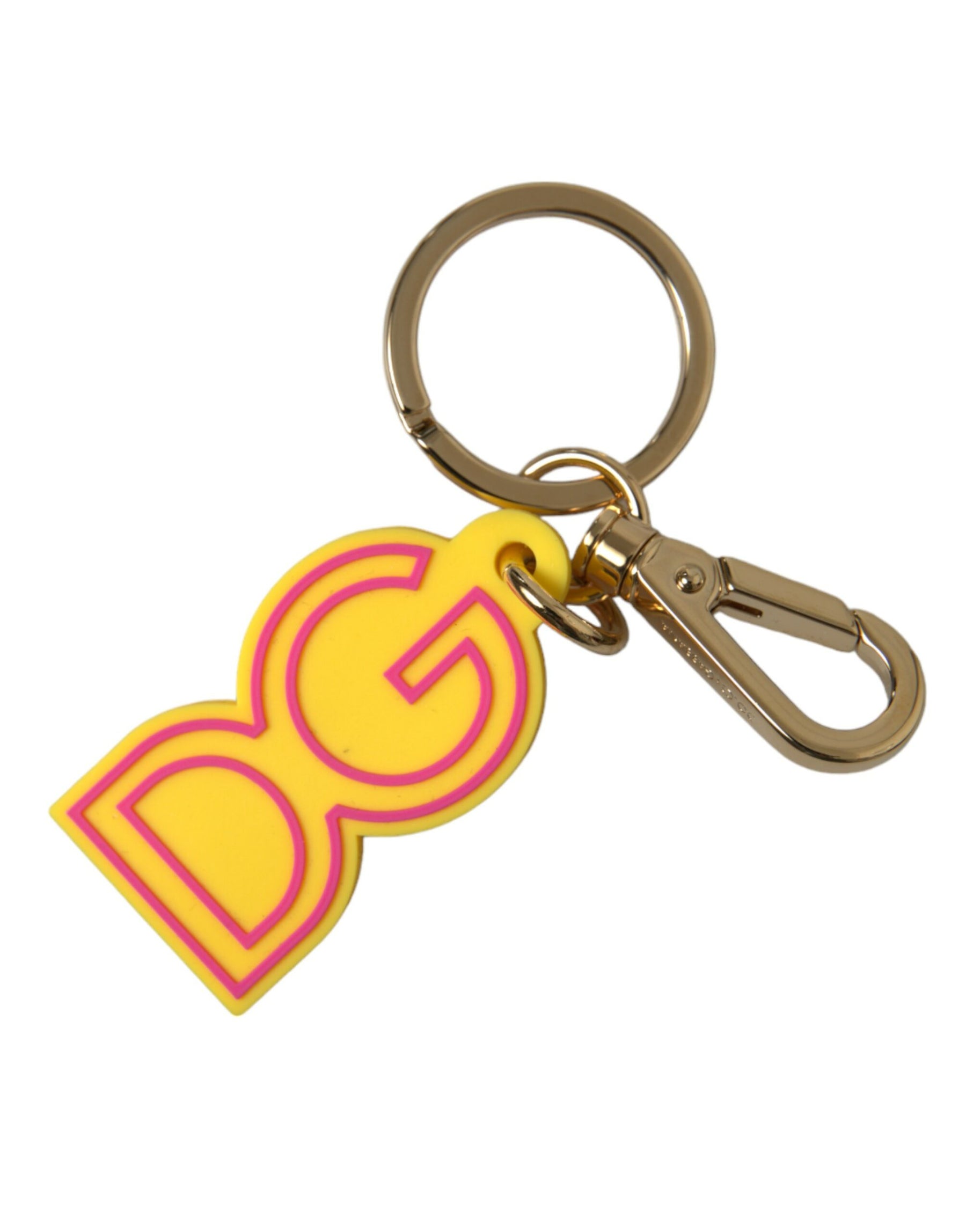 Dolce & Gabbana Yellow Rubber Gold Tone Metal DG Logo Keyring Keychain | Regal Royce