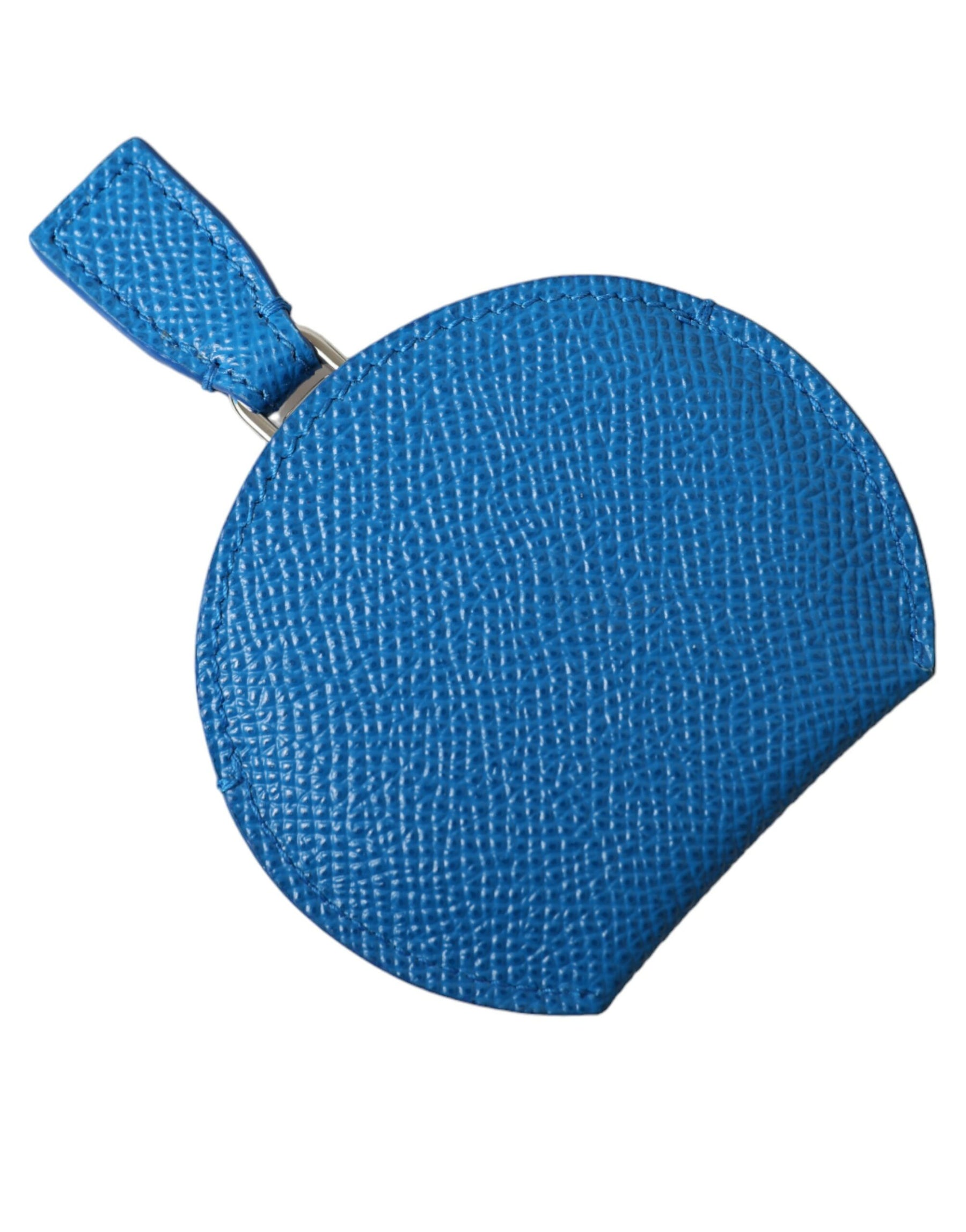 Dolce & Gabbana Blue Calfskin Leather Round Logo Hand Mirror Holder | Regal Royce