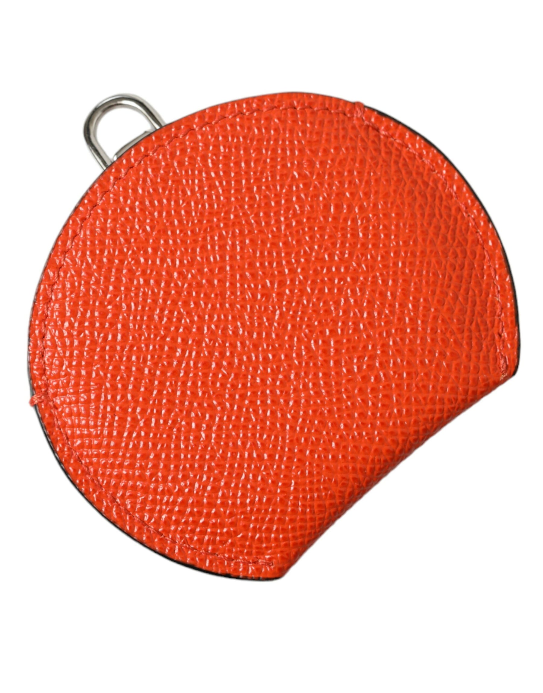Dolce & Gabbana Orange Calfskin Leather Round Logo Hand Mirror Holder | Regal Royce