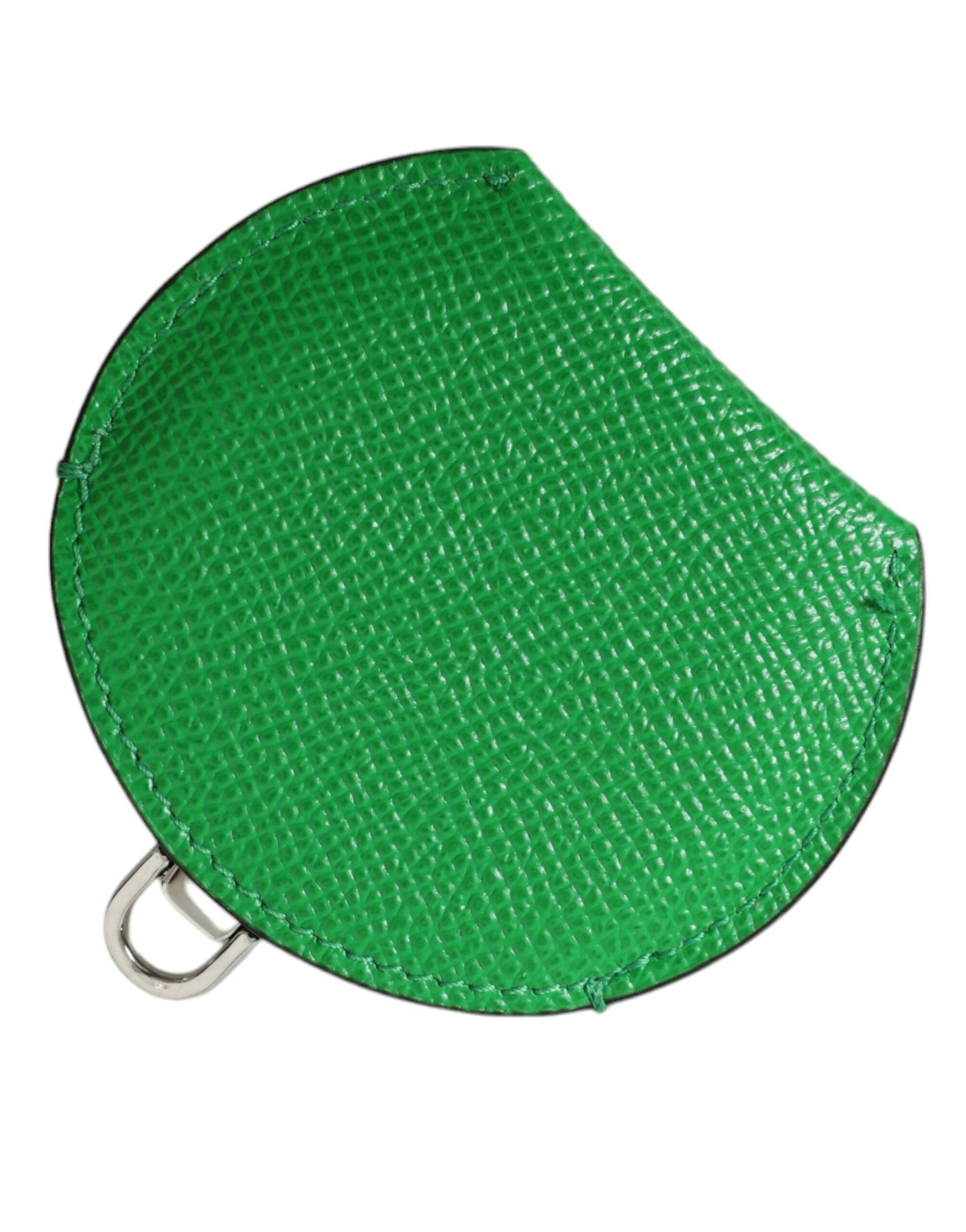 Dolce & Gabbana Green Calfskin Leather Round Logo Hand Mirror Holder | Regal Royce