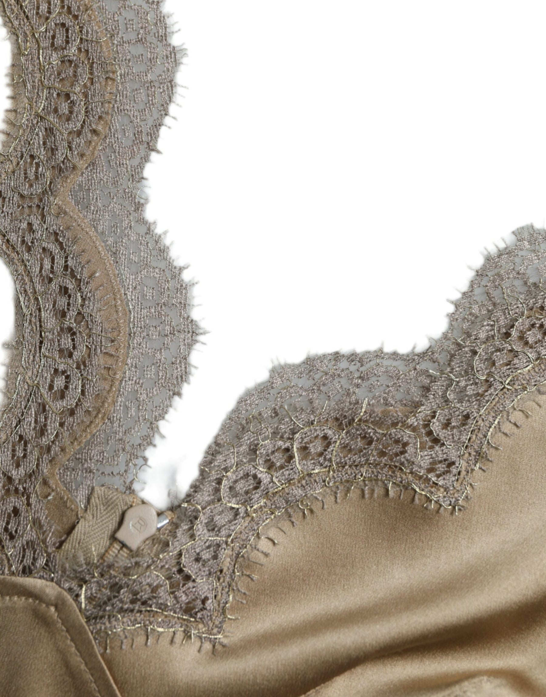 Dolce & Gabbana Brown Lace Trim V-neck Sleeveless Tank Top | Regal Royce