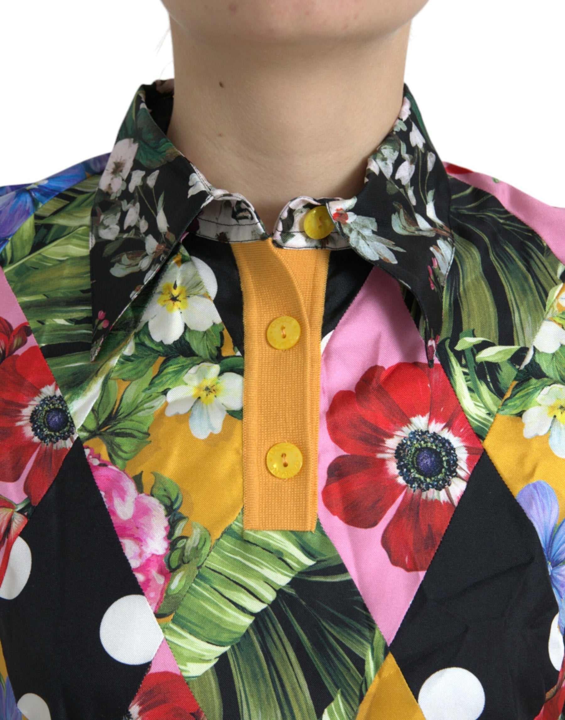 Dolce & Gabbana Multicolor Patchwork Cashmere Henley Sweater | Regal Royce