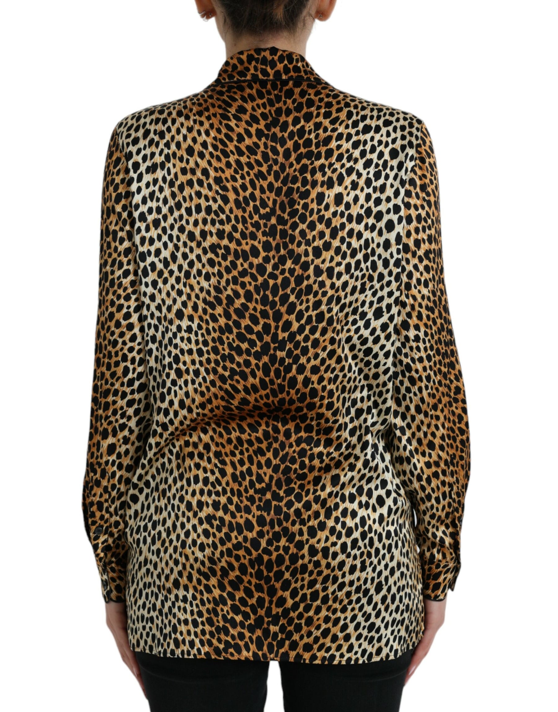 Dolce & Gabbana Brown Leopard Print Long Sleeves Blouse Top | Regal Royce