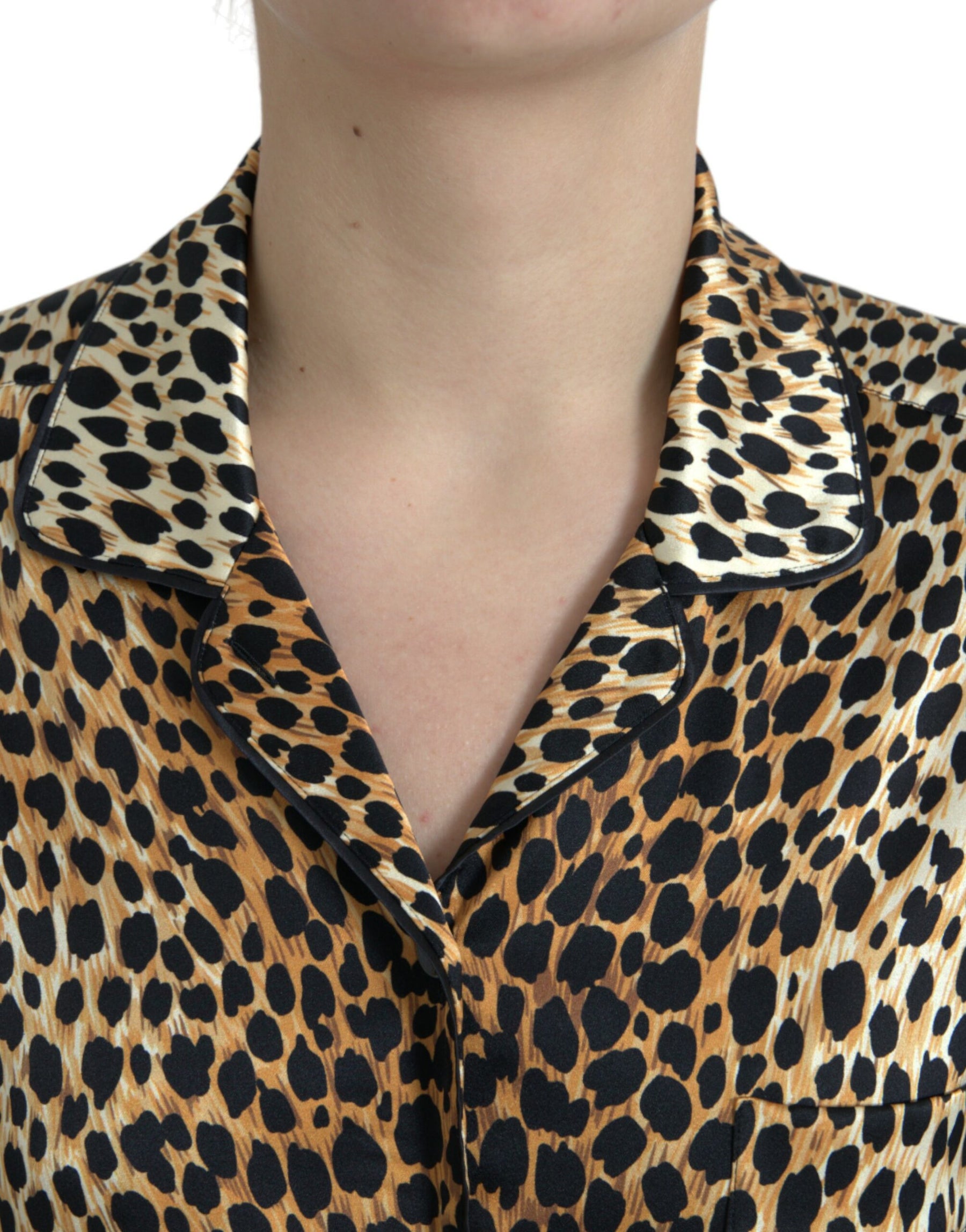 Dolce & Gabbana Brown Leopard Print Long Sleeves Blouse Top | Regal Royce