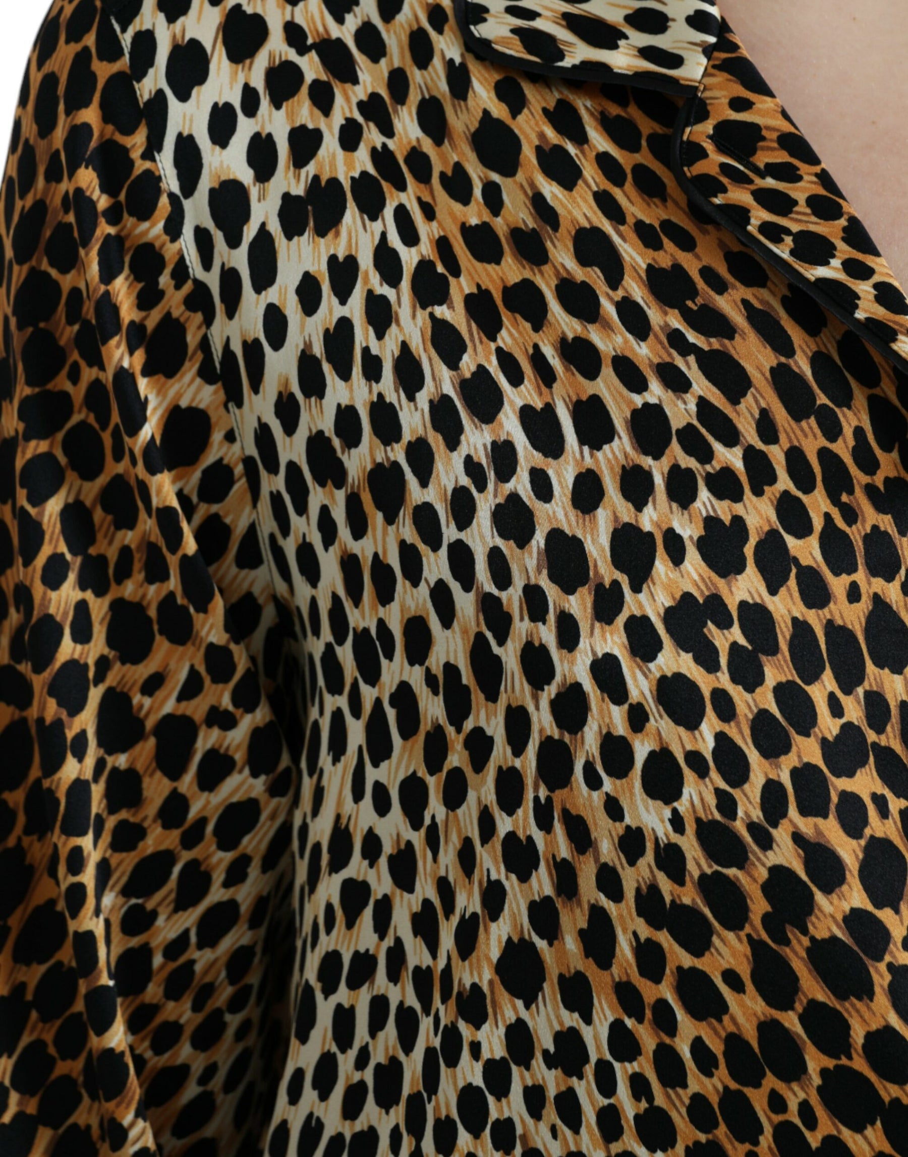 Dolce & Gabbana Brown Leopard Print Long Sleeves Blouse Top | Regal Royce