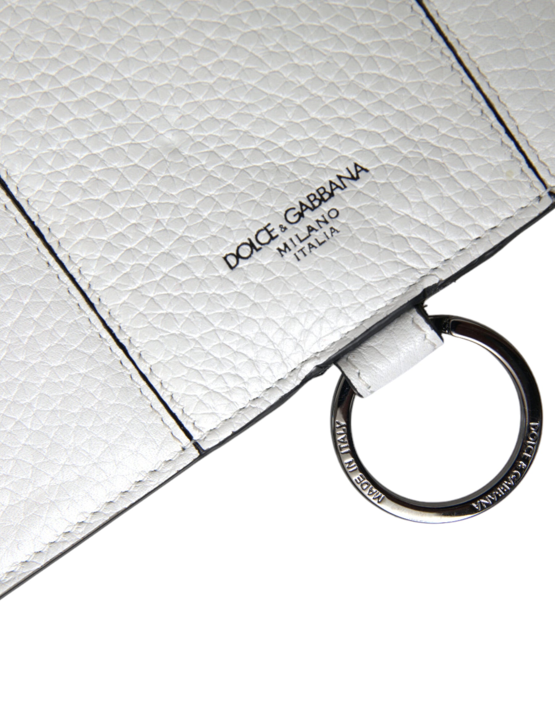 Dolce & Gabbana White Calfskin Leather Large Crossbody Card Holder Wallet | Regal Royce
