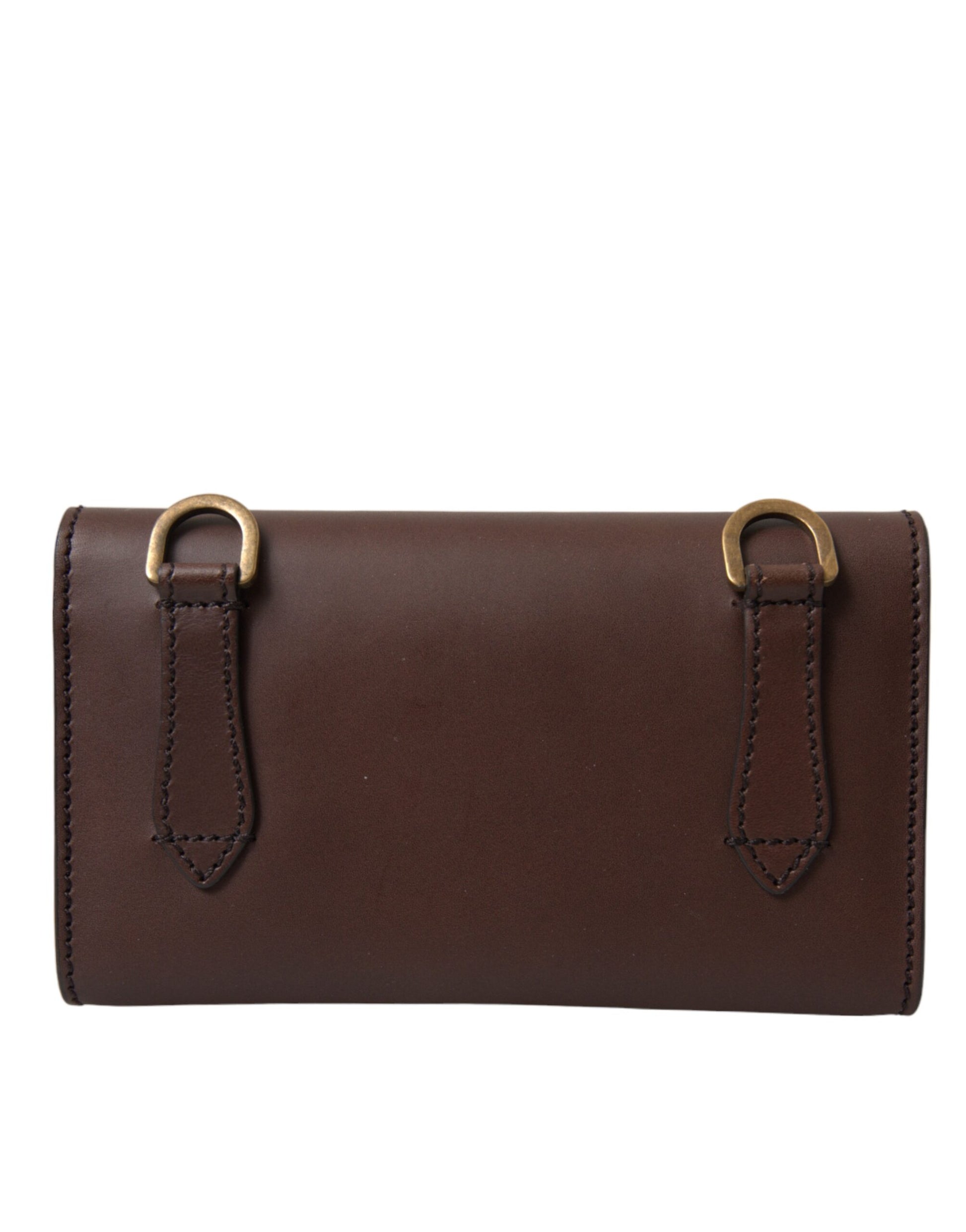 Dolce & Gabbana Brown Leather Logo Embossed Men Mini Shoulder Bag