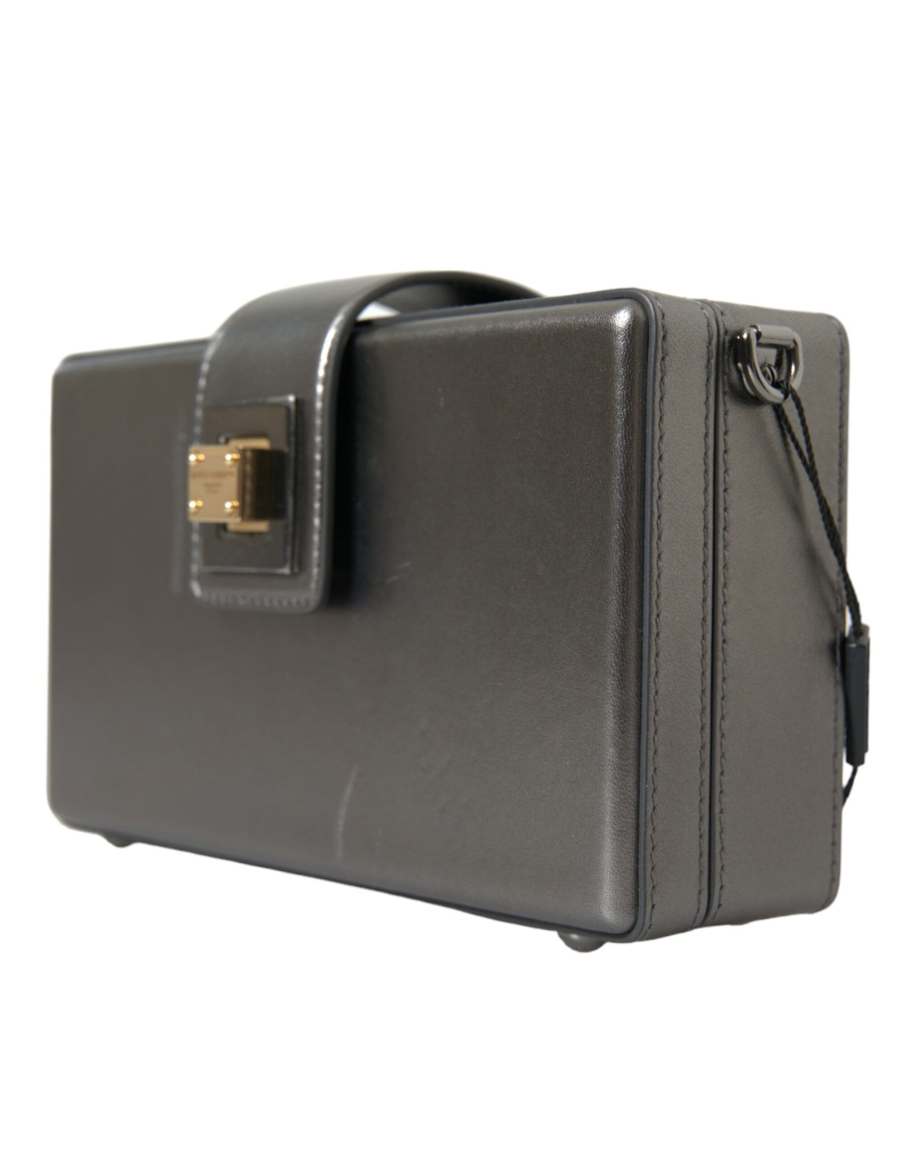 Dolce & Gabbana Metallic Gray Calfskin Leather DG BOX Shoulder Bag | Regal Royce