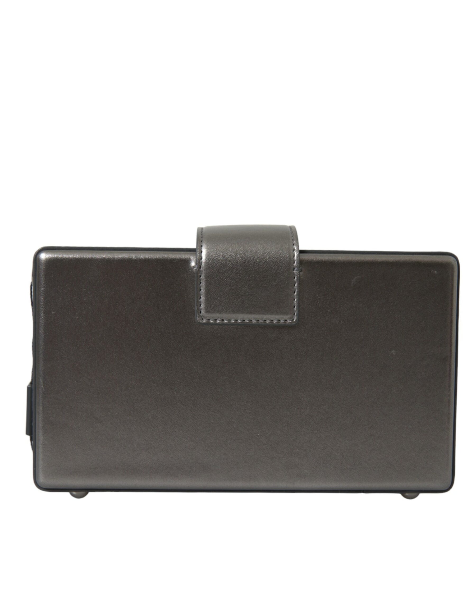 Dolce & Gabbana Metallic Gray Calfskin Leather DG BOX Shoulder Bag | Regal Royce