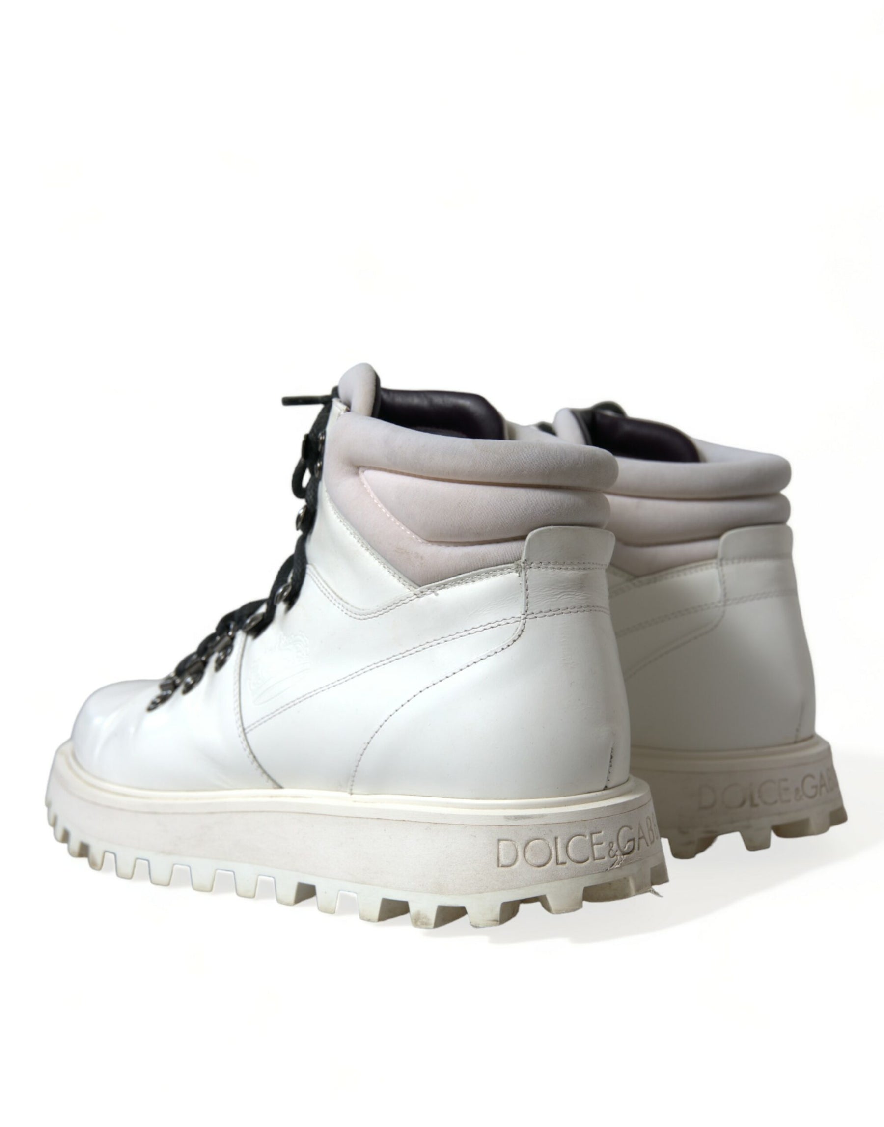 Dolce & Gabbana White Vulcano Trekking Ankle Boots Shoes | Regal Royce
