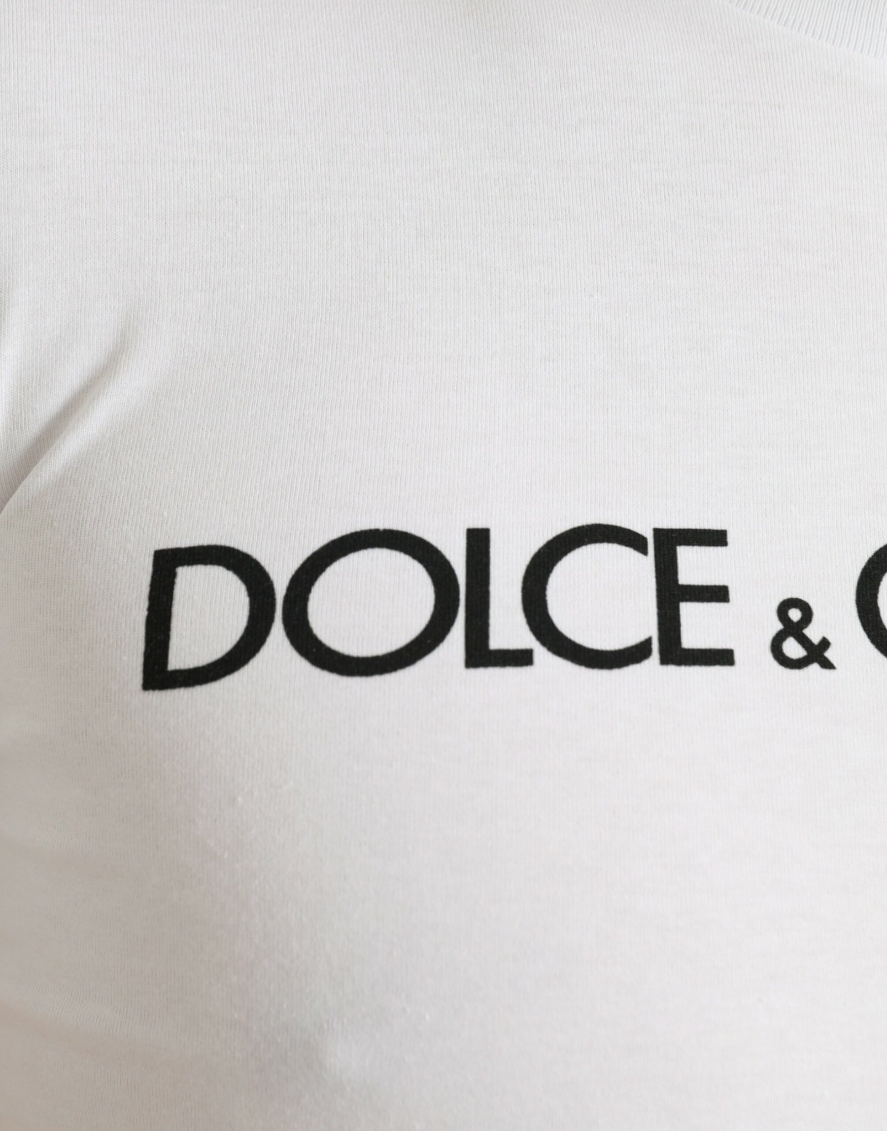 Dolce & Gabbana White Logo Print Cotton Crew Neck T-shirt | Regal Royce