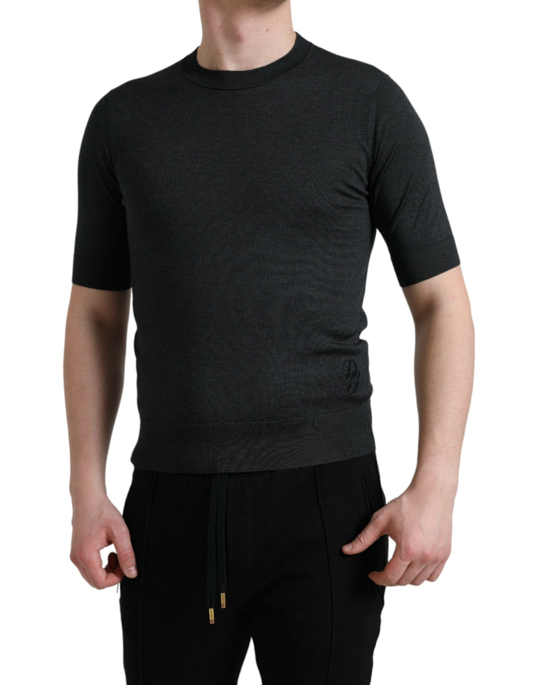 Dolce & Gabbana Dark Gray Crew Neck Short Sleeves T-shirt | Regal Royce