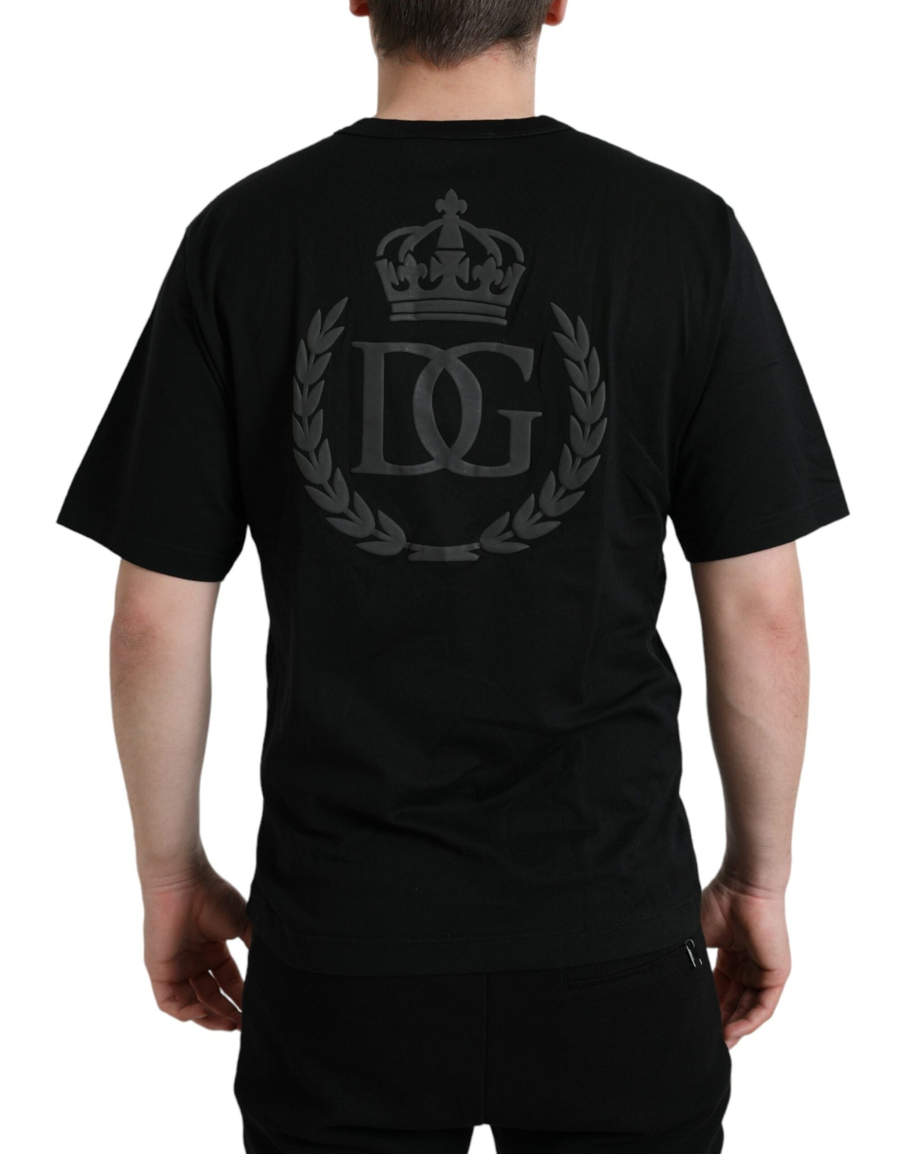 Dolce & Gabbana Black Logo Embossed Crew Neck Short Sleeves T-shirt | Regal Royce