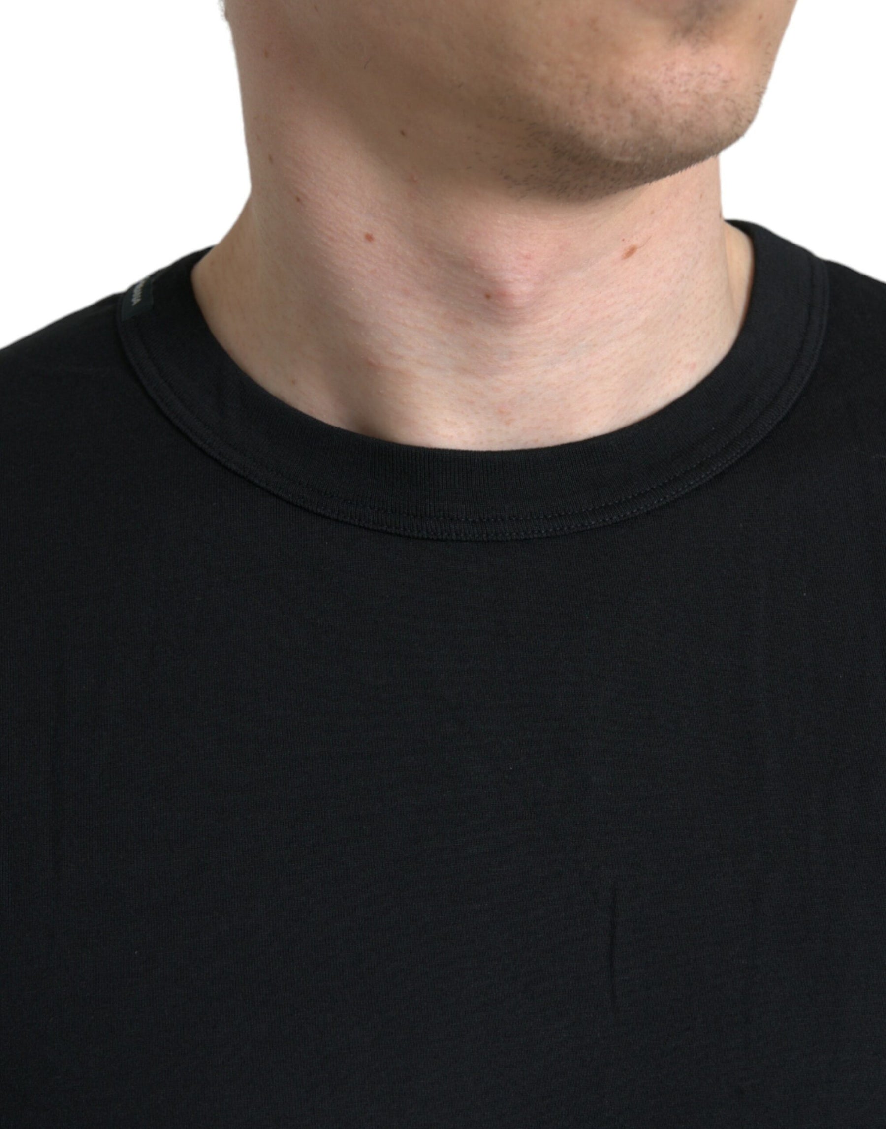 Dolce & Gabbana Black Logo Embossed Crew Neck Short Sleeves T-shirt | Regal Royce