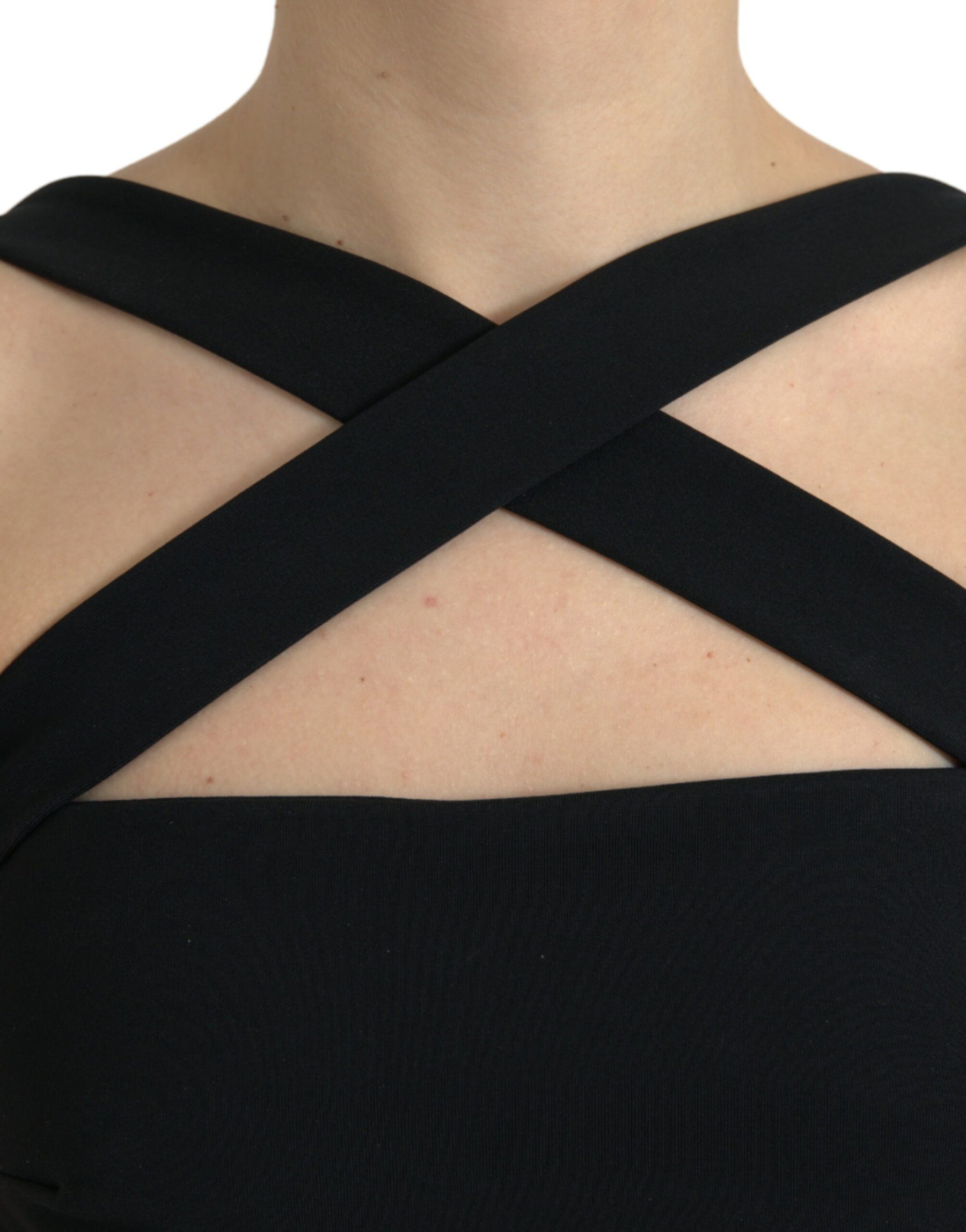 Dolce & Gabbana Black Sheath Halter Sleeveless Midi Dress | Regal Royce