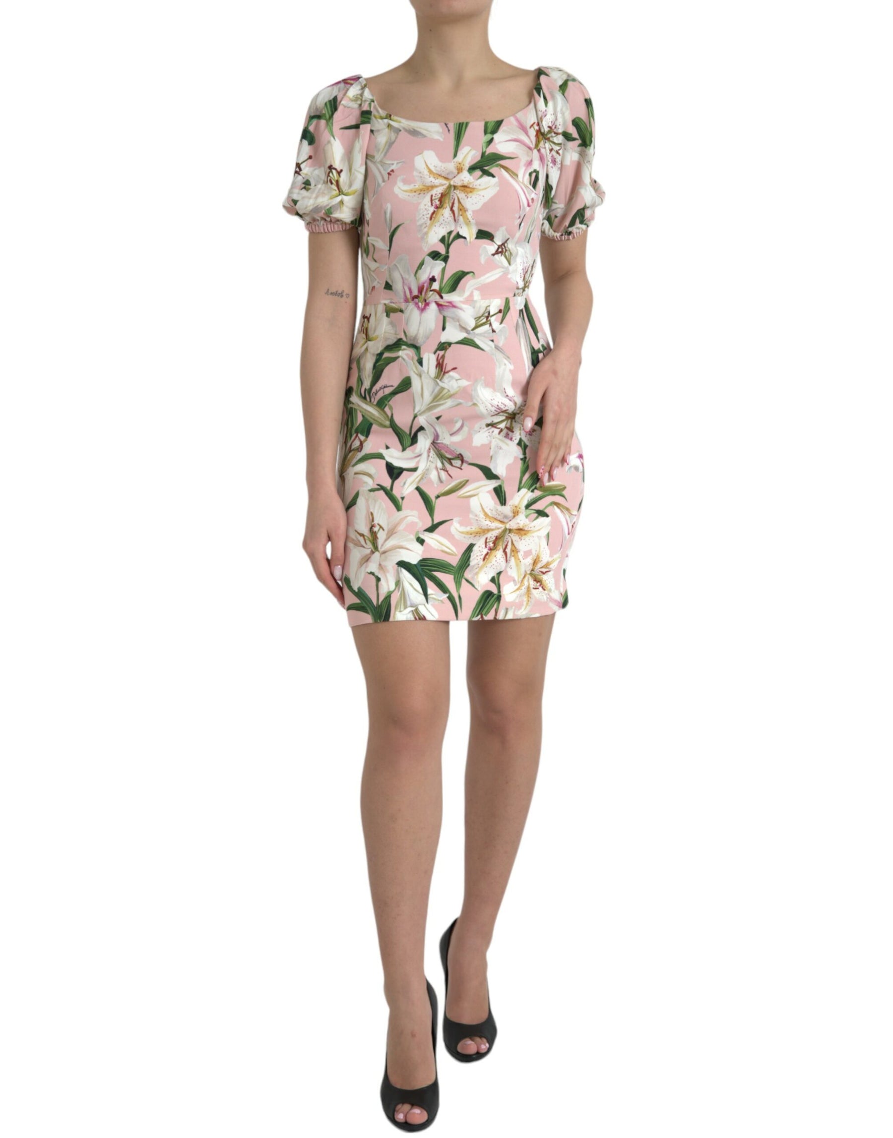 Dolce & Gabbana Pink Lily Viscose Sheath Stretch Mini Dress | Regal Royce