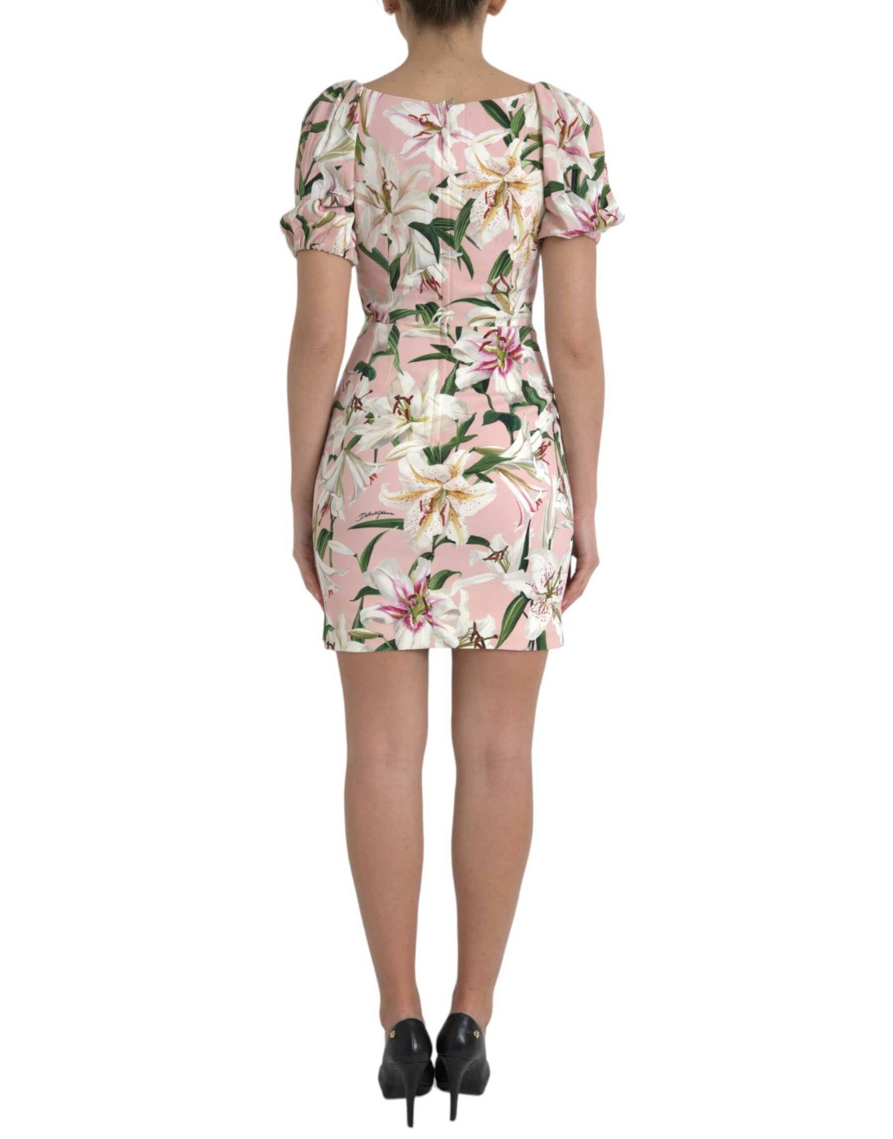 Dolce & Gabbana Pink Lily Viscose Sheath Stretch Mini Dress | Regal Royce